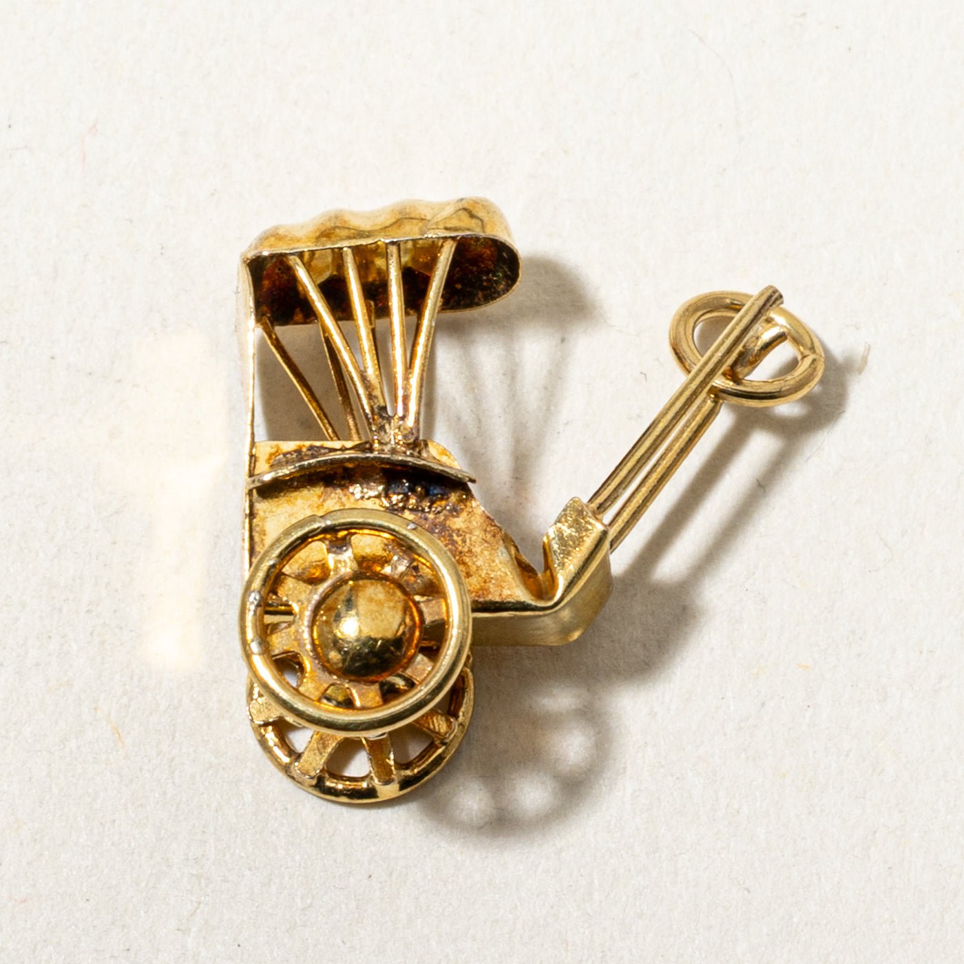 14k Yellow Gold Openwork Rickshaw Charm