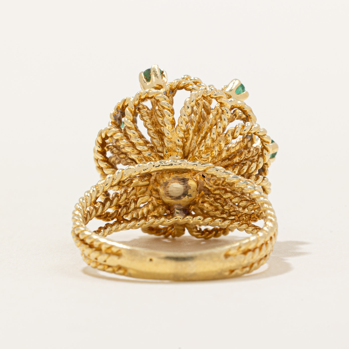 Diamond & Emerald Flower Ring | 0.15ctw, 0.15ctw | SZ 5.75 |