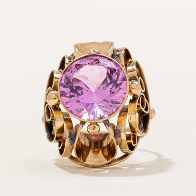 Synthetic Pink Sapphire Cocktail Ring | 6.35ct | SZ 7 |