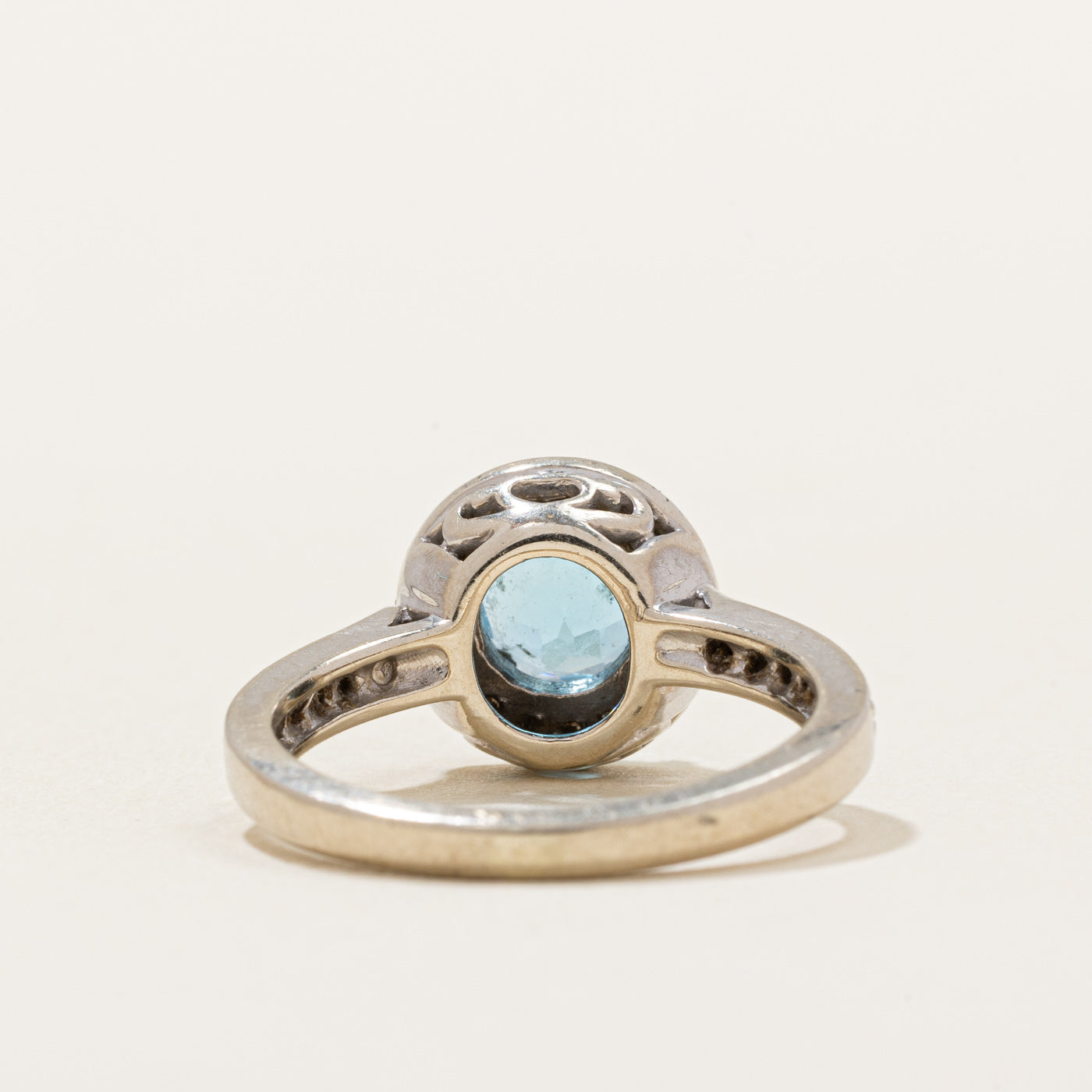 Blue Topaz & Diamond Halo Ring | 0.80ct, 0.25ctw | SZ 5 |