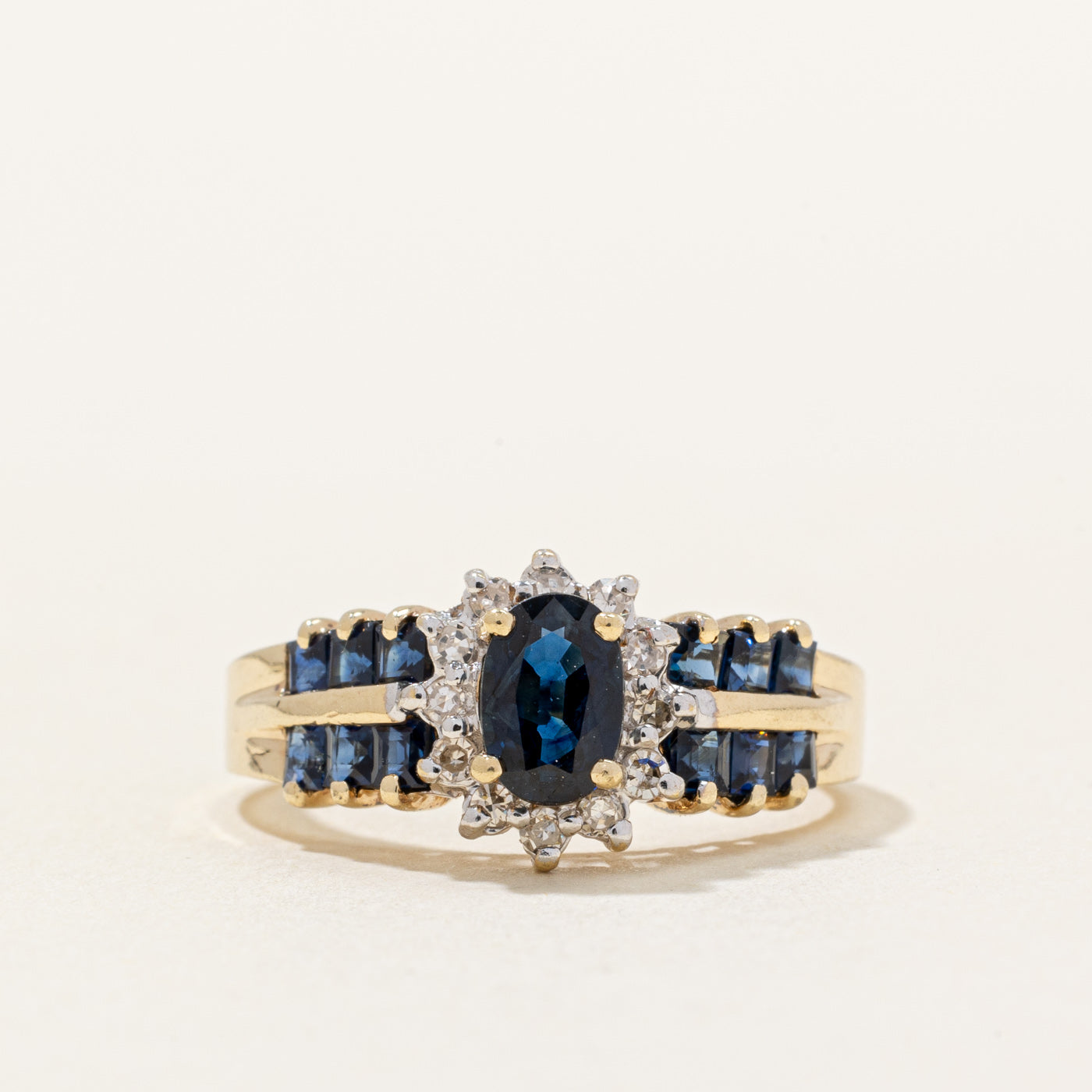 Sapphire & Diamond Halo Ring | 1.25ctw, 0.06ctw | SZ 5.75 |