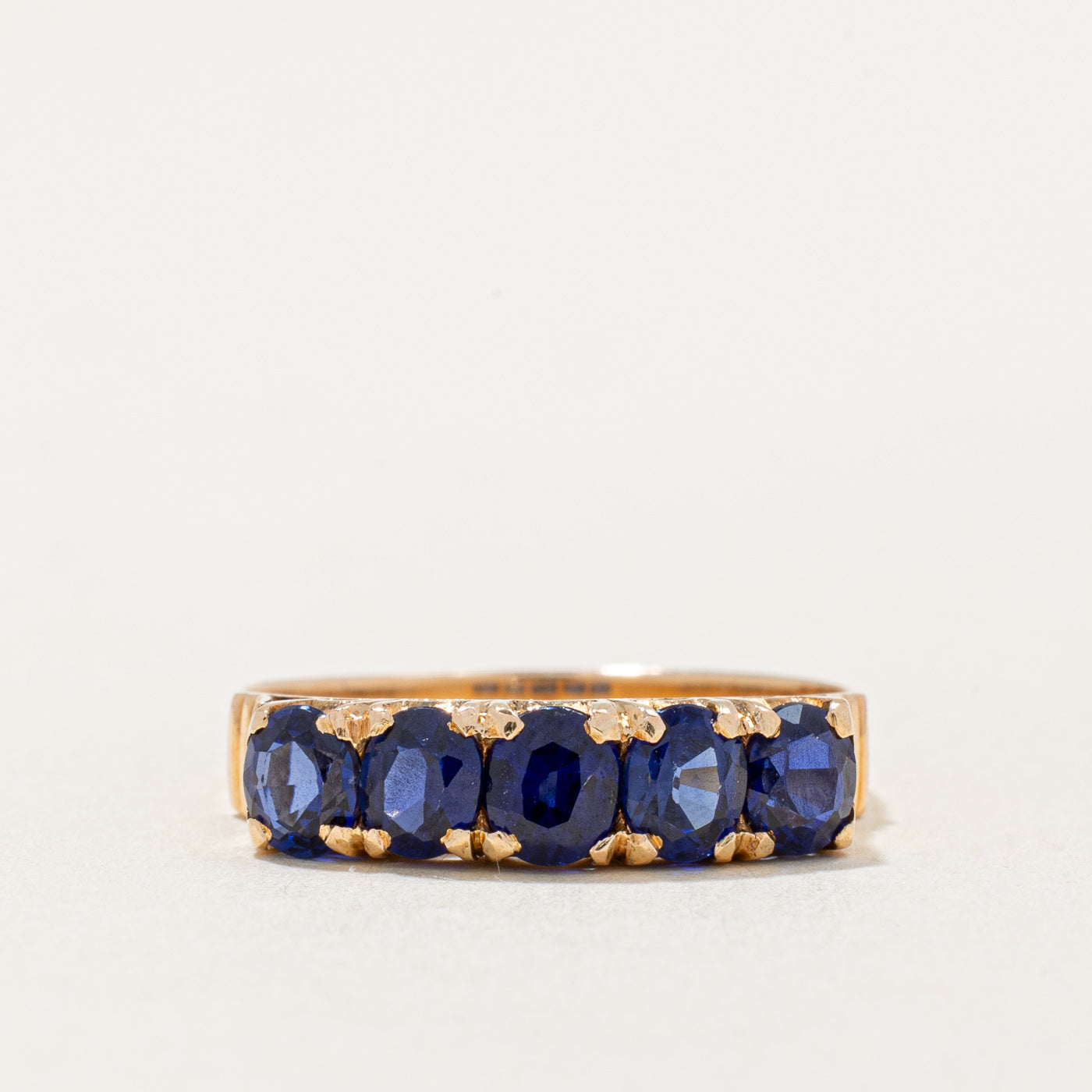 Synthetic Sapphire Five Stone Ring | 1.25ctw | SZ 6.75 |