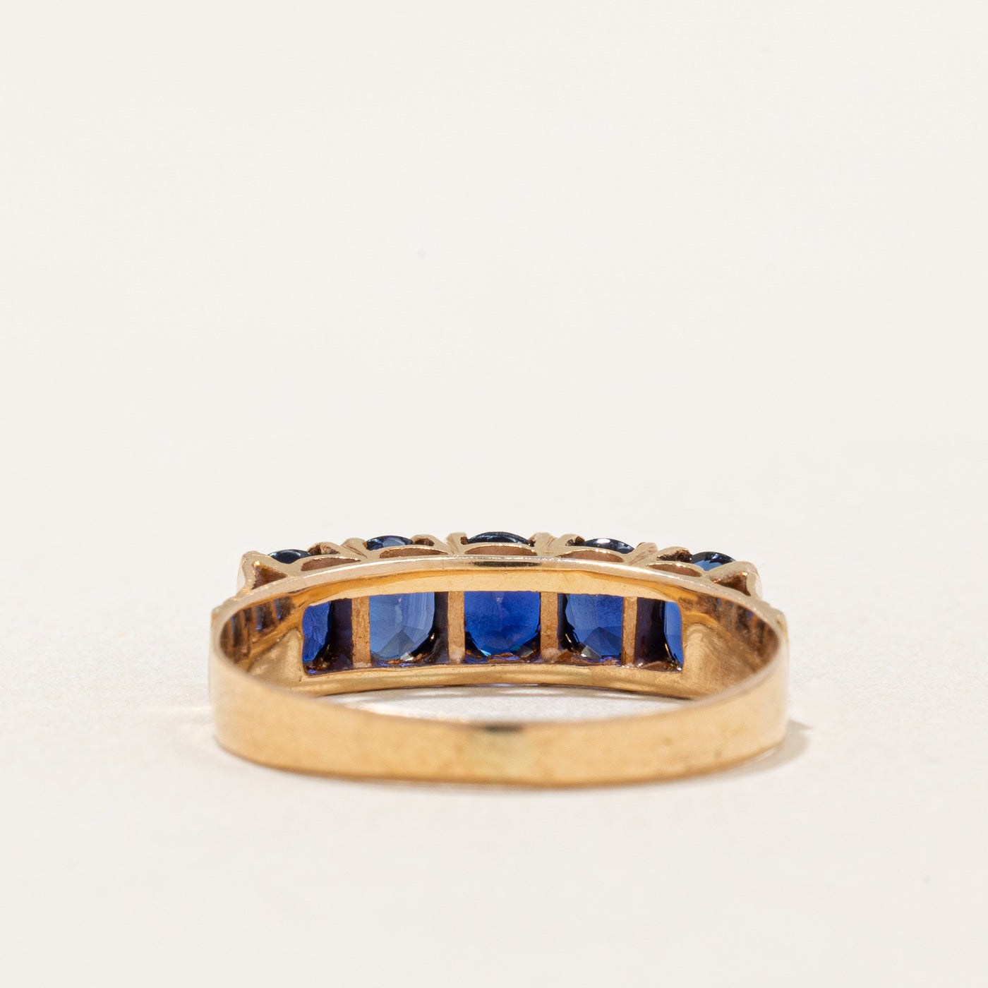 Synthetic Sapphire Five Stone Ring | 1.25ctw | SZ 6.75 |