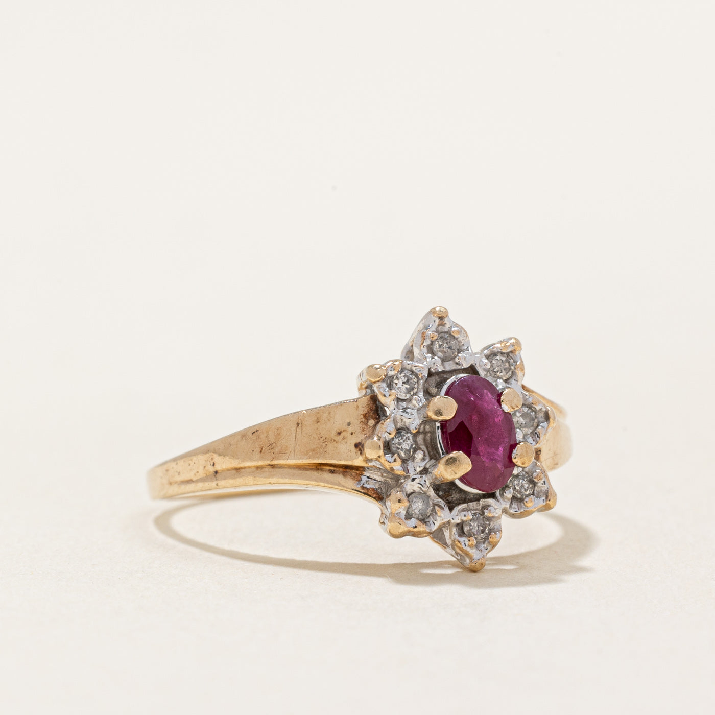 Ruby & Diamond Halo Ring | 0.20ct, 0.04ctw | SZ 5.5 |