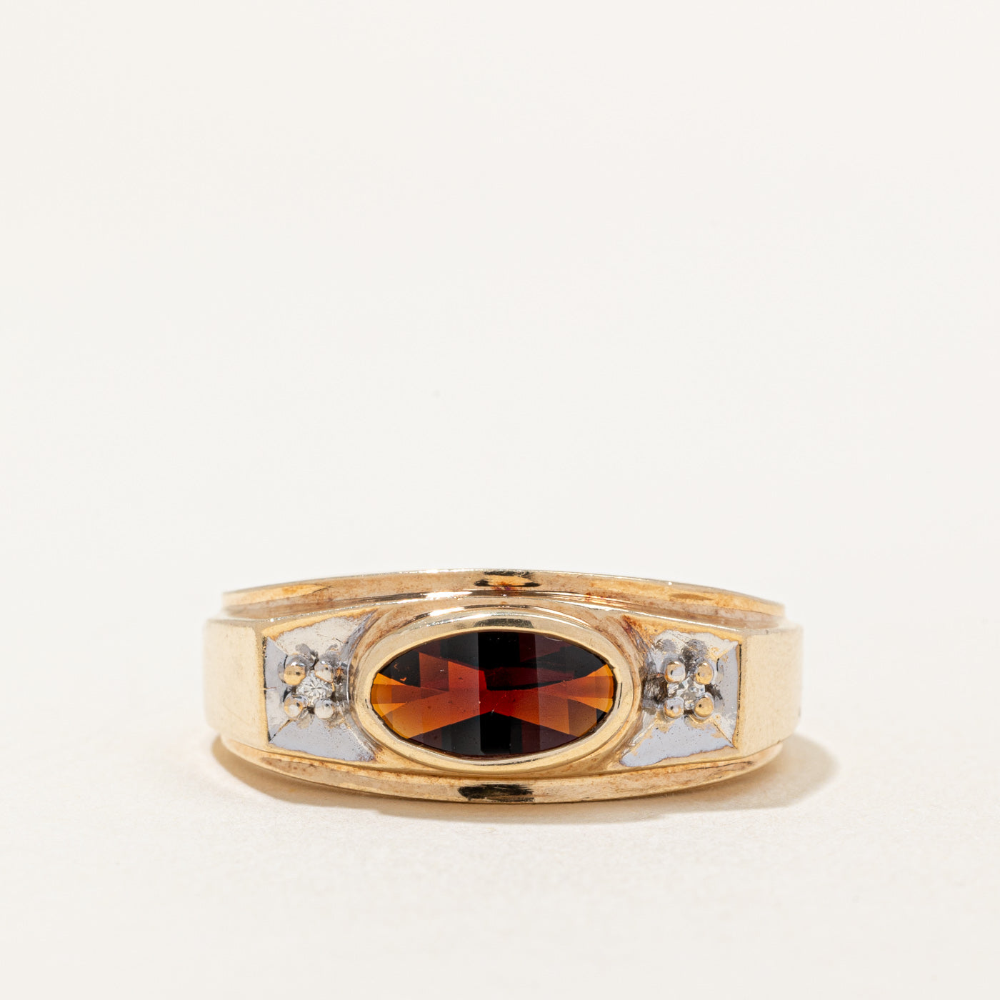 Garnet & Diamond Cocktail Ring | 1.00ct, 0.02ctw | SZ 12 |