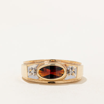 Garnet & Diamond Cocktail Ring | 1.00ct, 0.02ctw | SZ 12 |