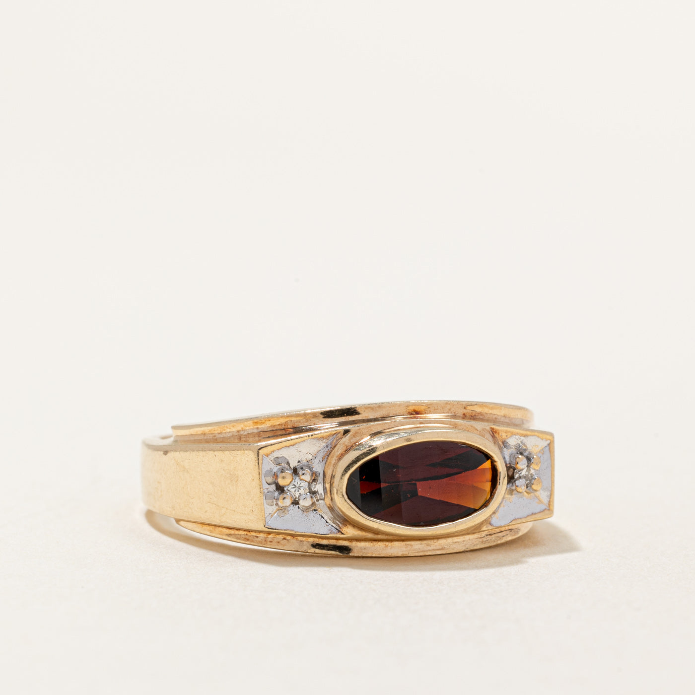 Garnet & Diamond Cocktail Ring | 1.00ct, 0.02ctw | SZ 12 |