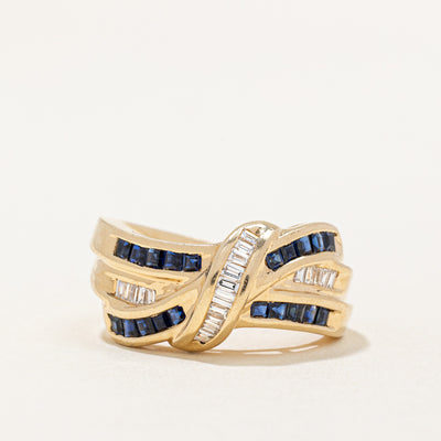 Sapphire & Diamond Waterfall Ring | 0.70ctw, 0.30ctw | SZ 6.5 |