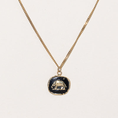 14k Yellow Gold Elephant Pendant Necklace | 24