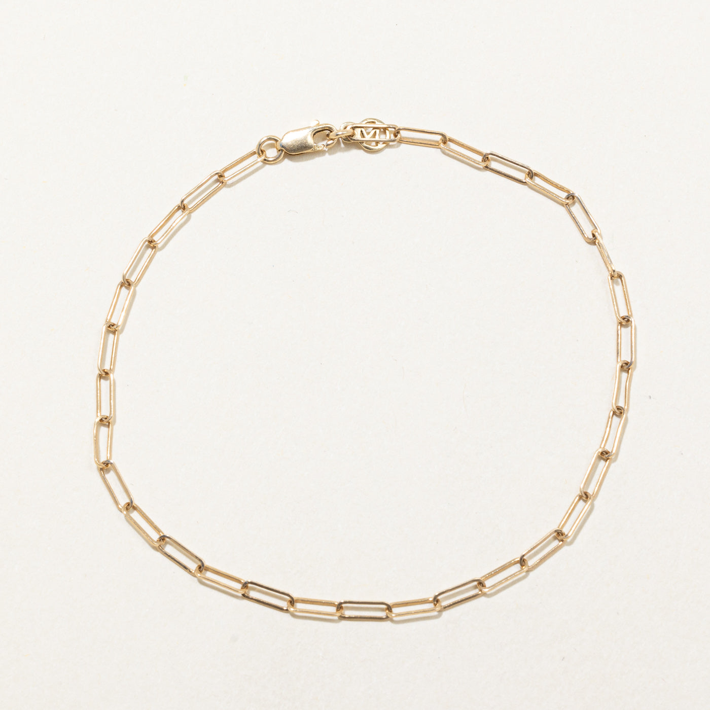 Bracelet chaîne trombone en or jaune 14 carats | 17,8 cm | 