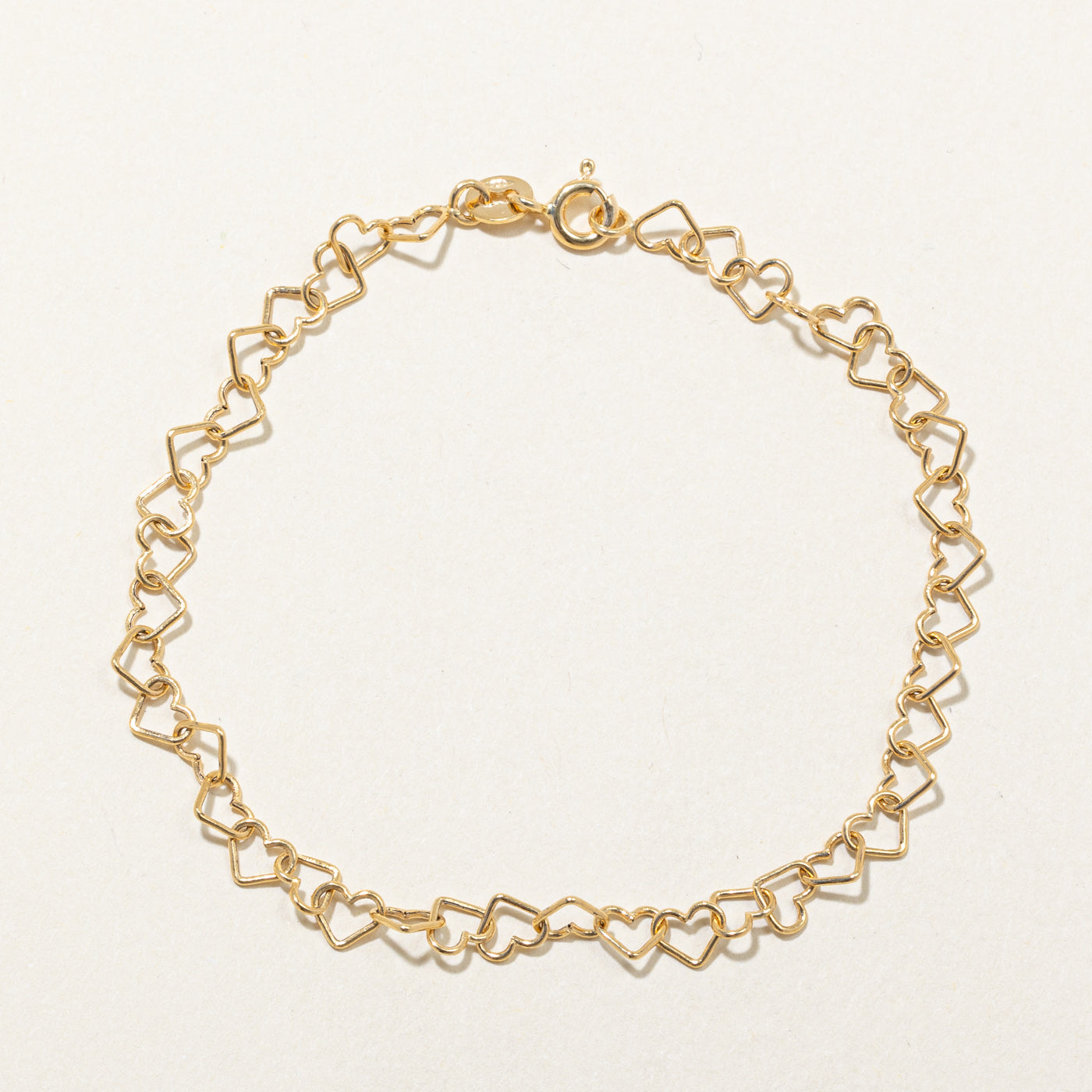 Bracelet à maillons en forme de cœur en or jaune 18 carats | 18,4 cm | 