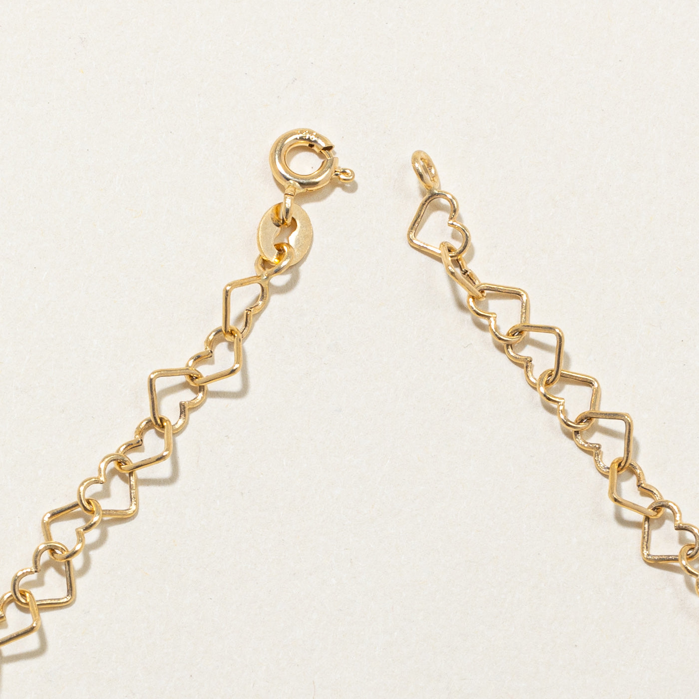 Bracelet à maillons en forme de cœur en or jaune 18 carats | 18,4 cm | 