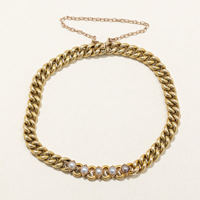 14k Yellow Gold & Pearl Bracelet | 8