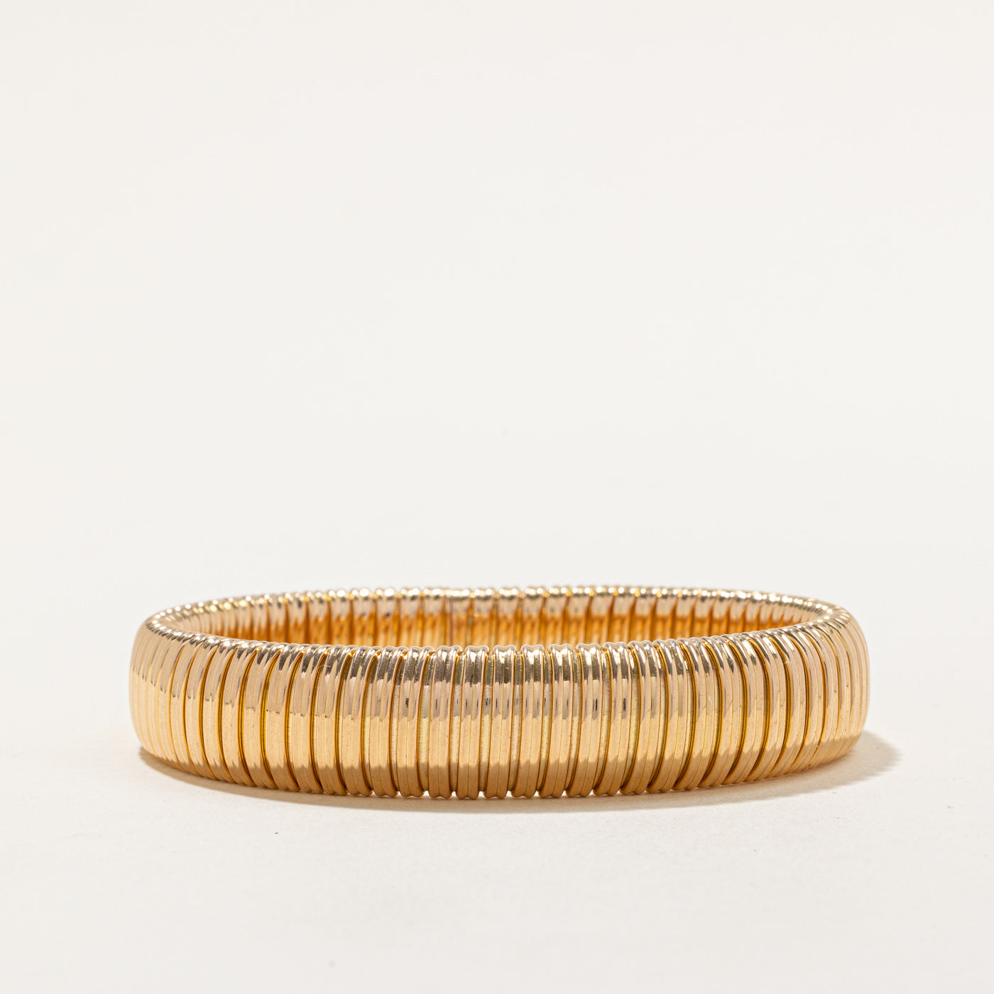 Vintage 18k Gold Wide Gas Pipe Bracelet | 7.75" |