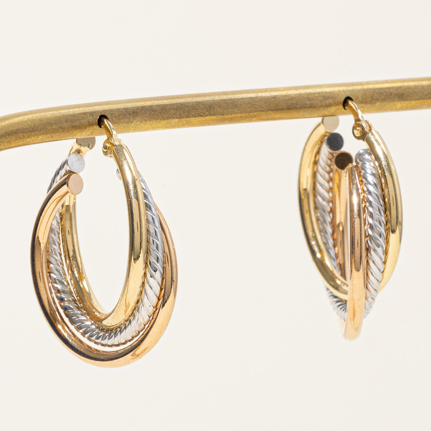 18k Tri Tone Gold Hoop Earrings