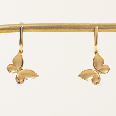 18k Yellow Gold Butterfly Earrings