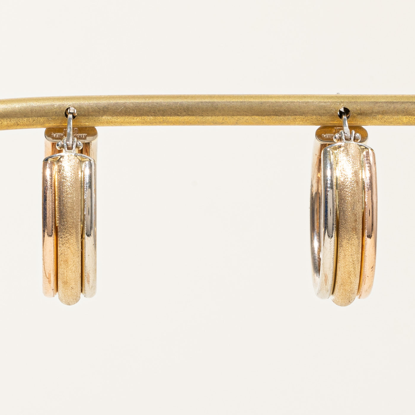 14k Tri Tone Gold Hoop Earrings