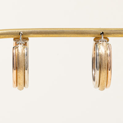 14k Tri Tone Gold Hoop Earrings