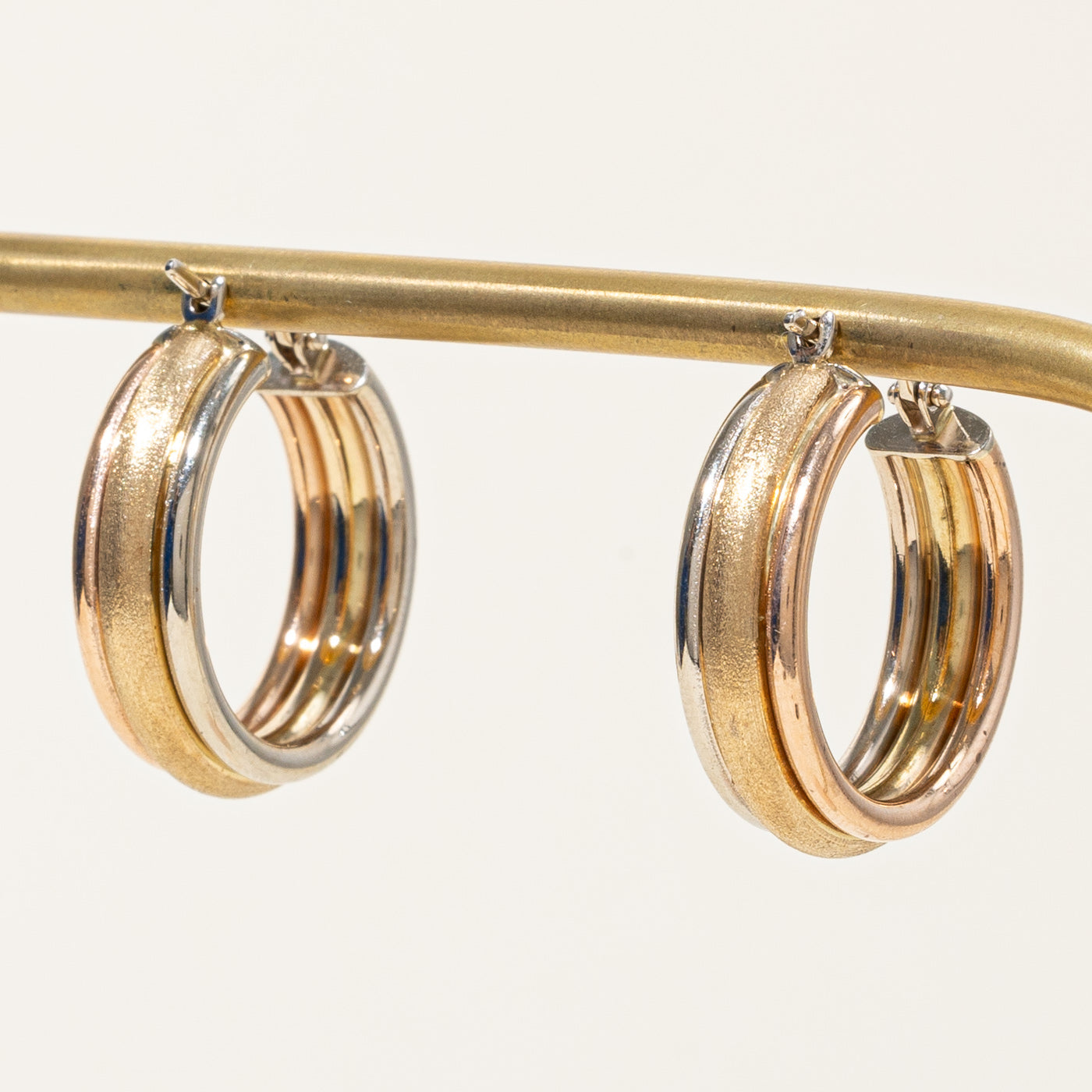 14k Tri Tone Gold Hoop Earrings