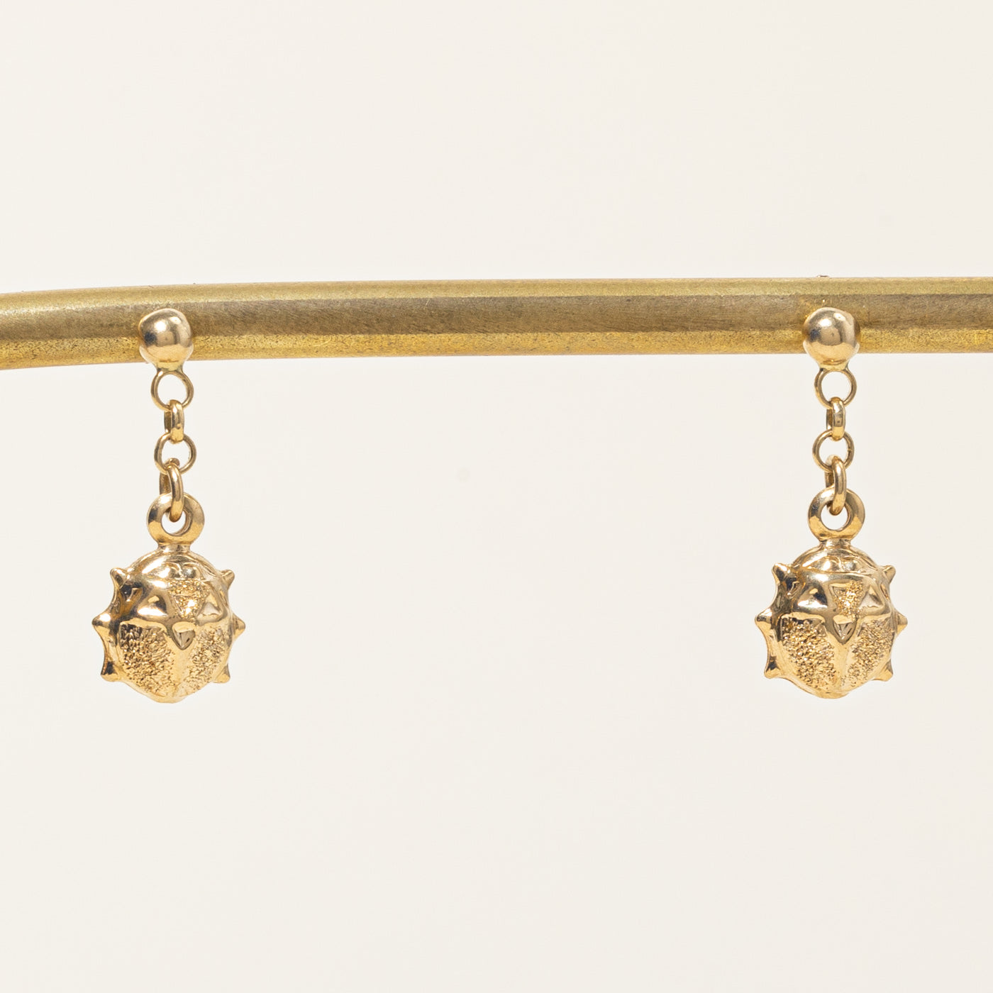 18k Yellow Gold Ladybug Drop Earrings