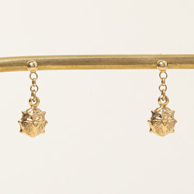 18k Yellow Gold Ladybug Drop Earrings