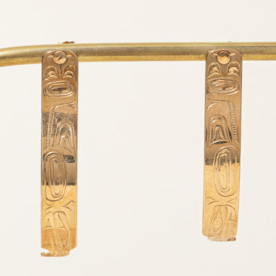 14k Yellow Gold Indigenous Art Earrings
