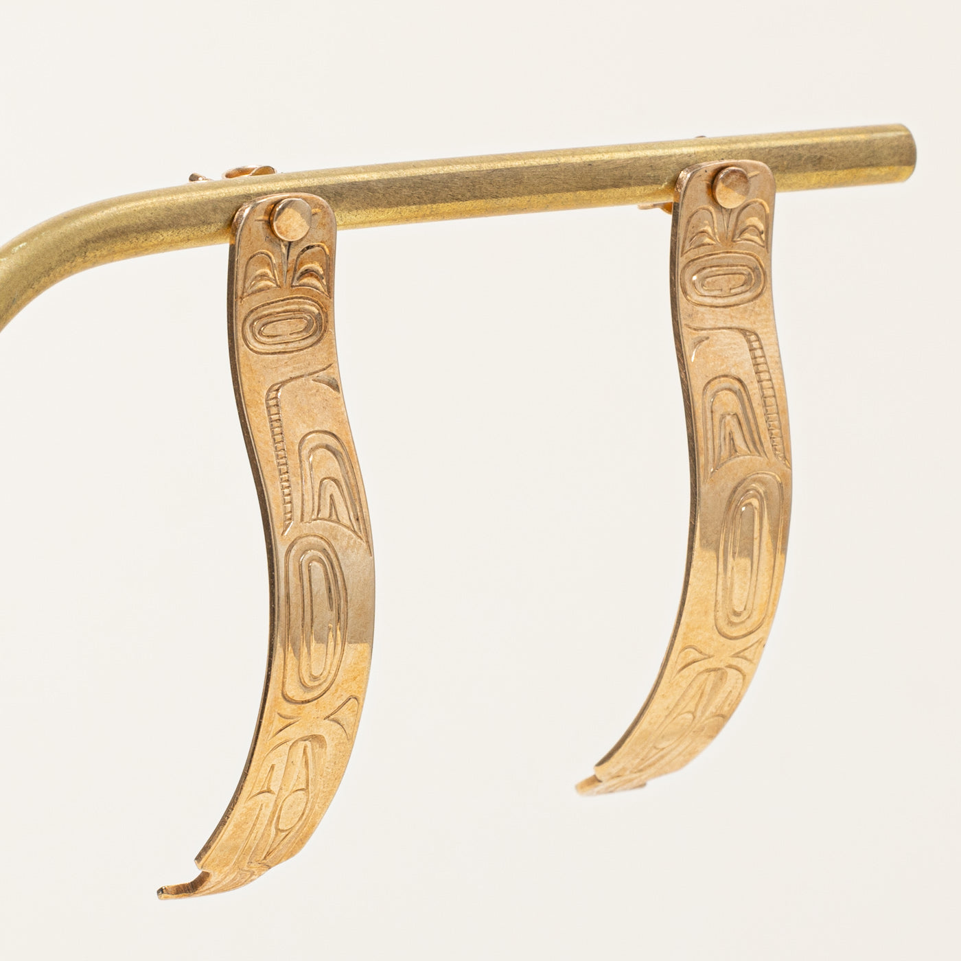 14k Yellow Gold Indigenous Art Earrings