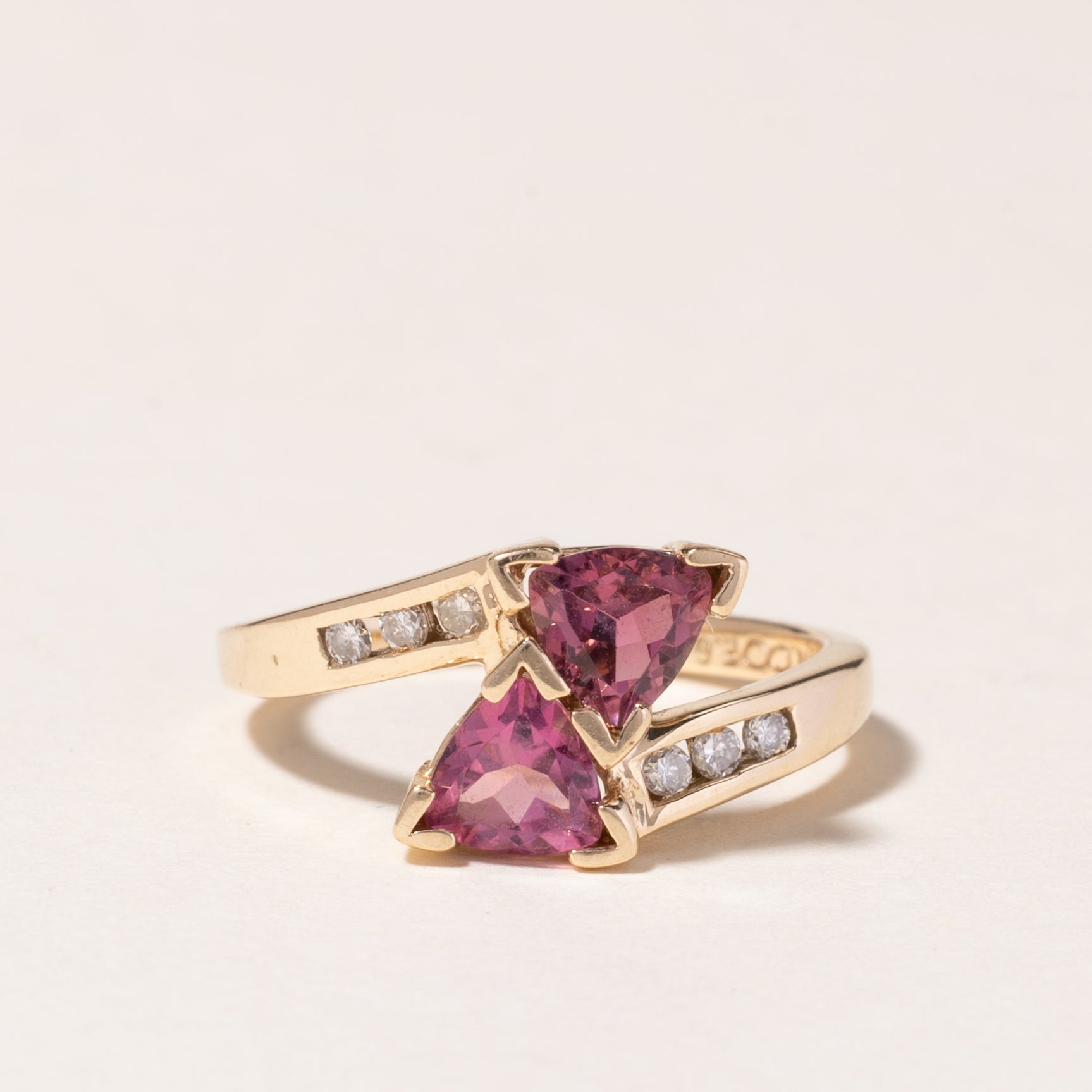 14K Yellow Gold Pink Tourmaline & Diamond Ring | 0.98ctw, 0.12ctw | SZ 4.5 |