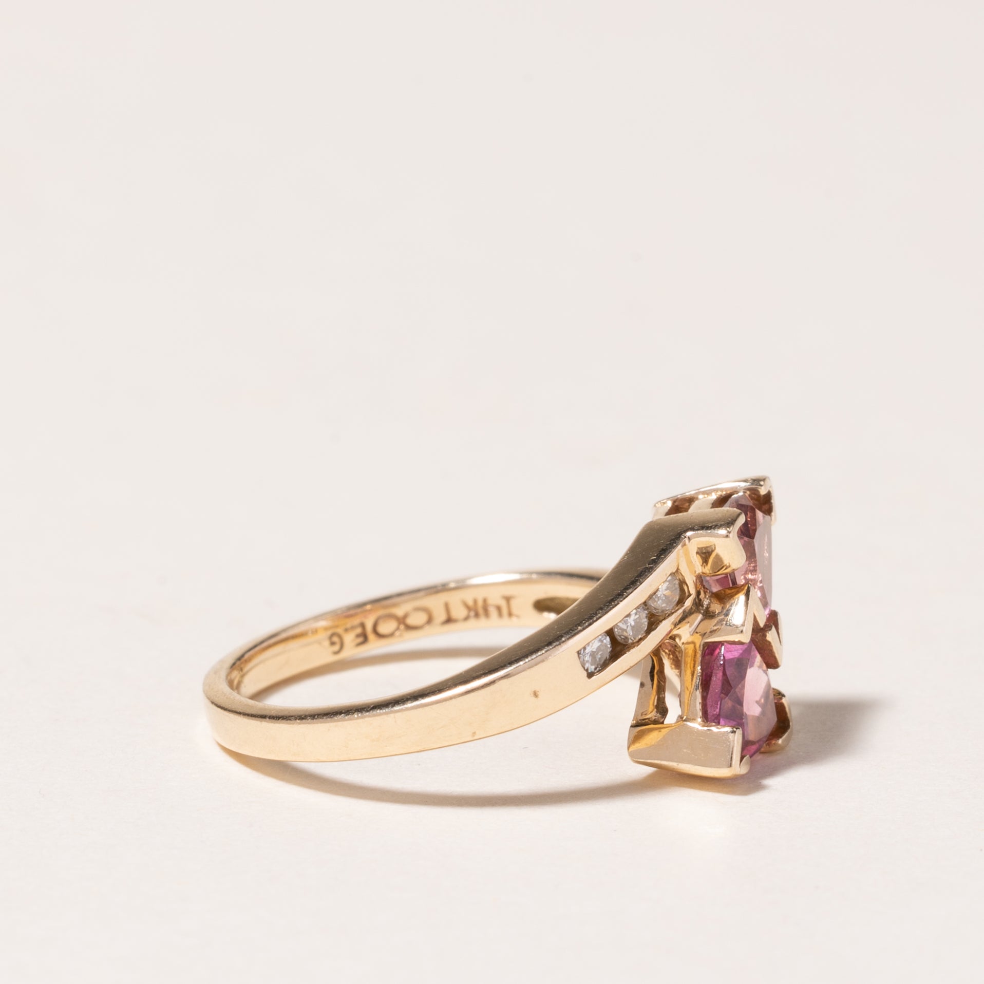 14K Yellow Gold Pink Tourmaline & Diamond Ring | 0.98ctw, 0.12ctw | SZ 4.5 |