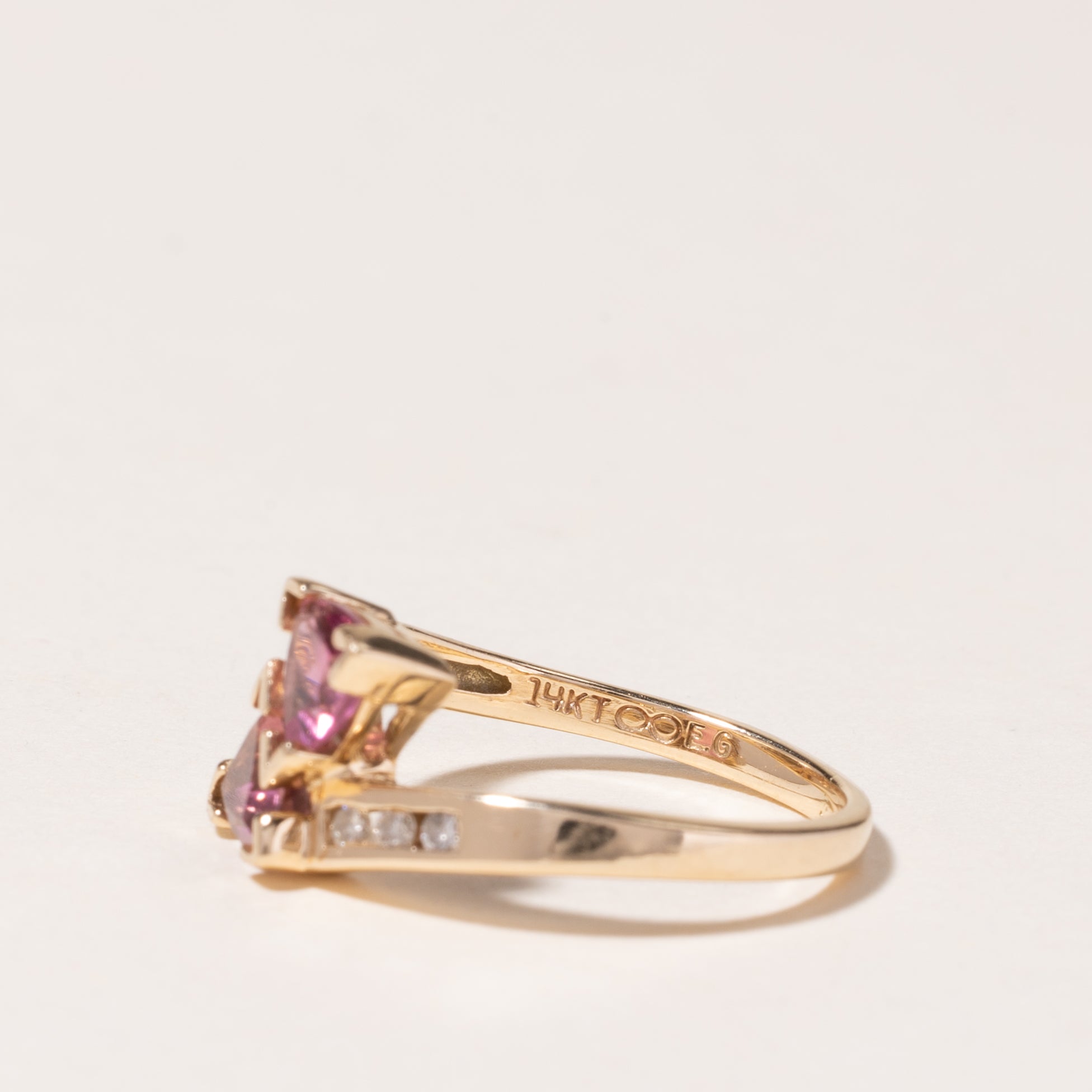 14K Yellow Gold Pink Tourmaline & Diamond Ring | 0.98ctw, 0.12ctw | SZ 4.5 |