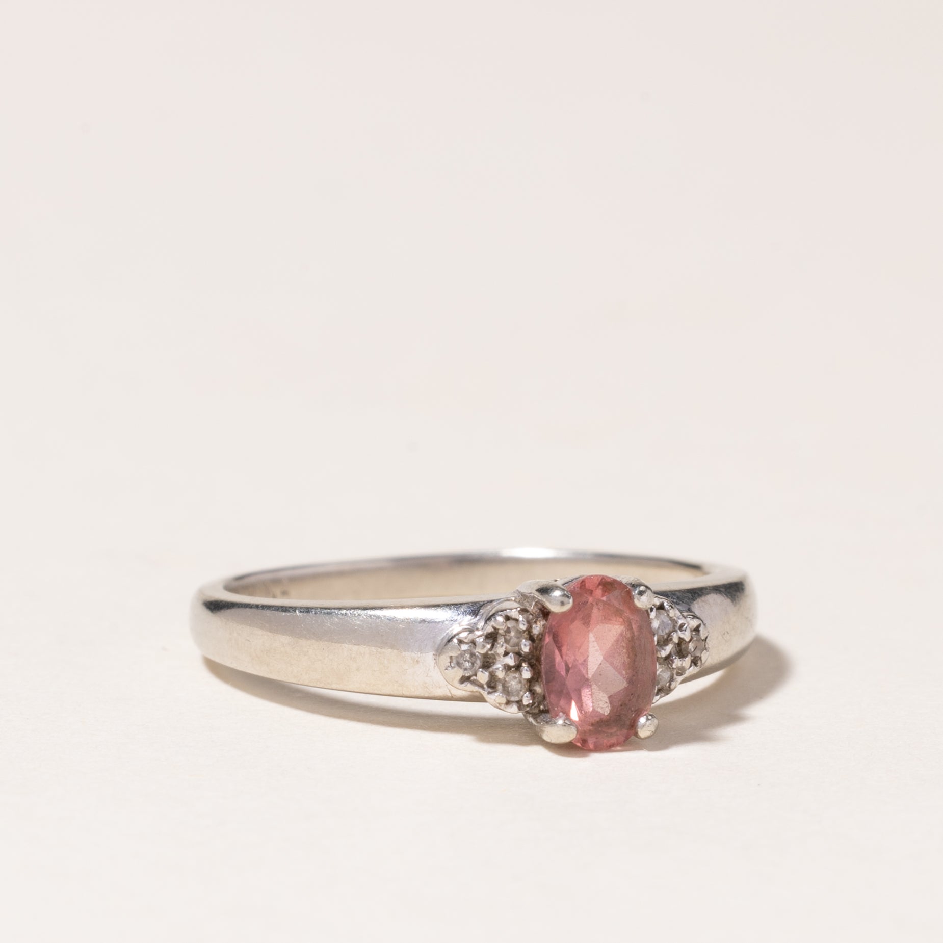 10K White Gold Pink Tourmaline & Diamond Ring | 0.45ctw, 0.03ctw | SZ 6.5 |