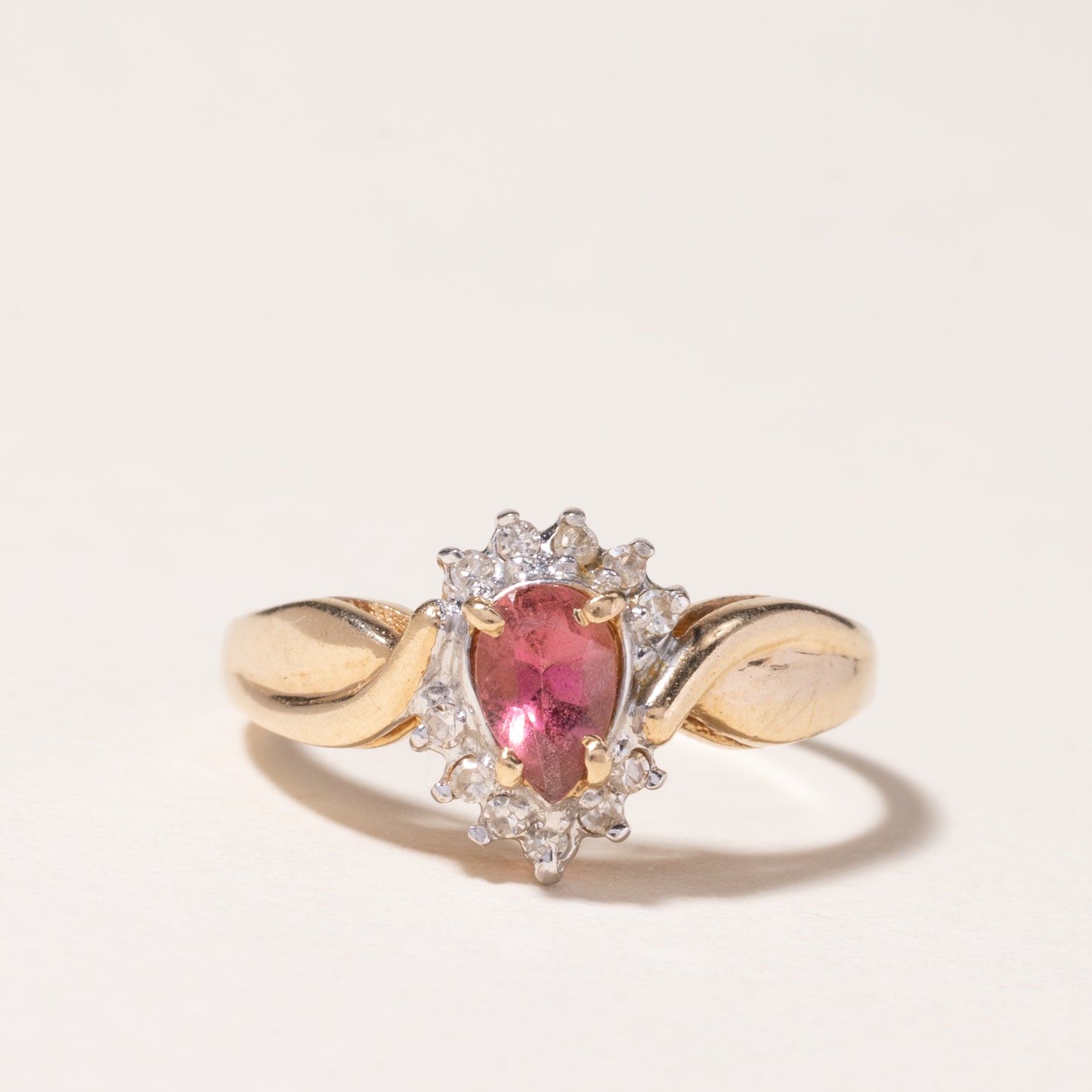 10K Yellow Gold Pink Tourmaline & Diamond Ring | 0.38ct, 0.06ctw | SZ 5.75 |