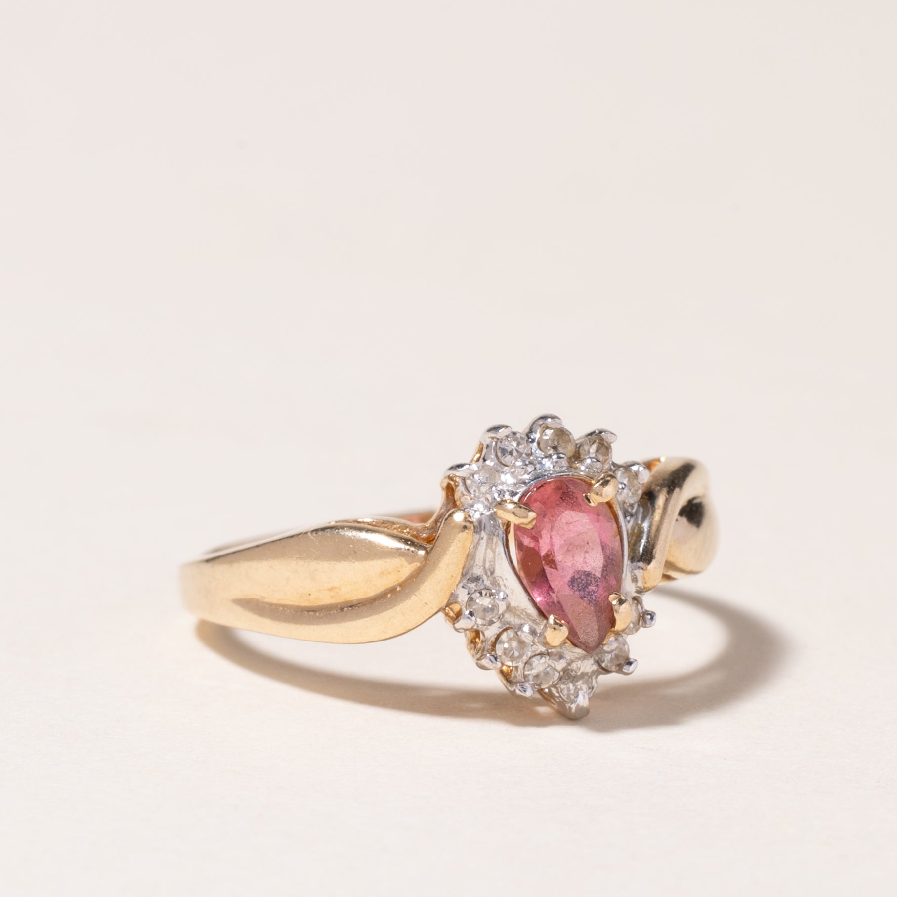 10K Yellow Gold Pink Tourmaline & Diamond Ring | 0.38ct, 0.06ctw | SZ 5.75 |