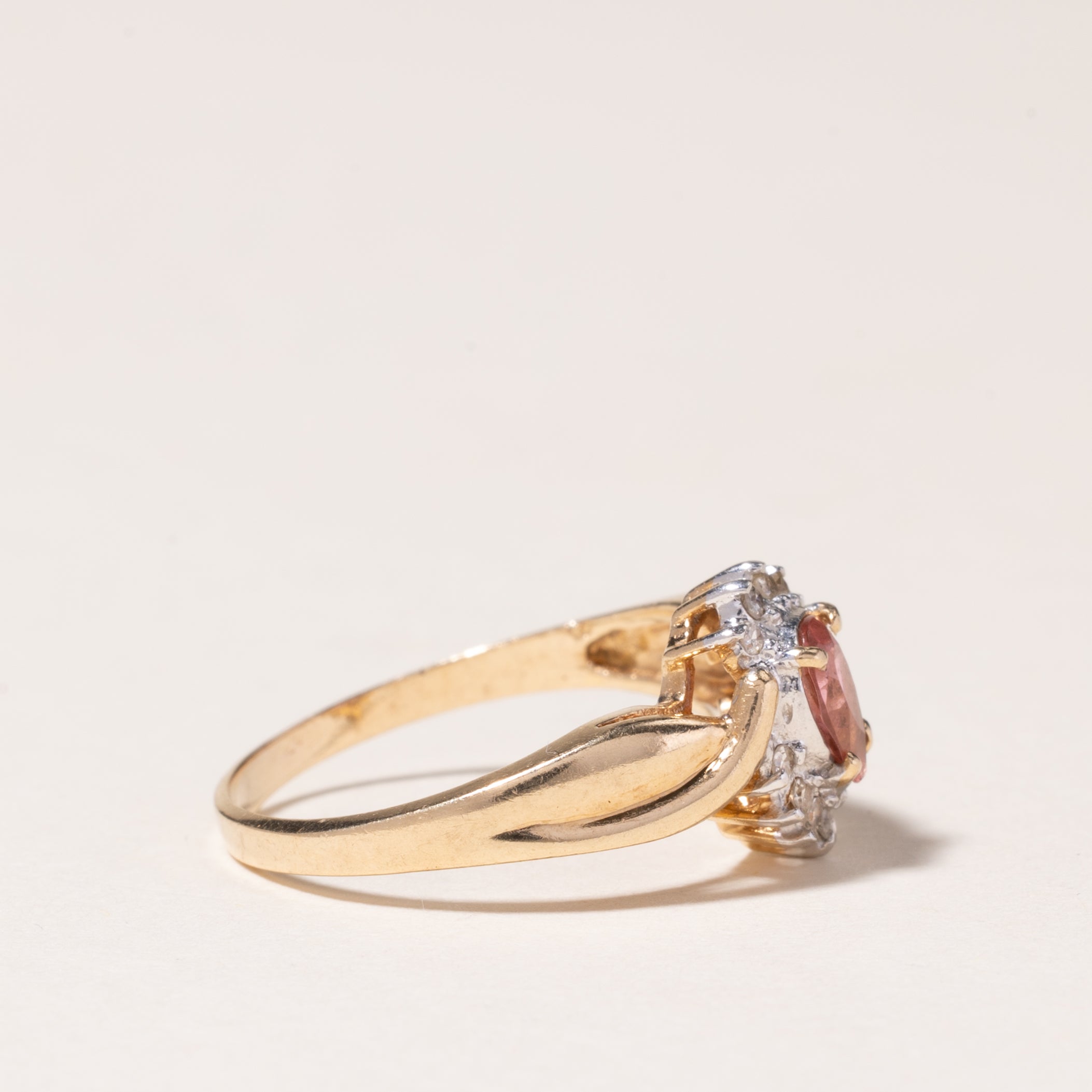 10K Yellow Gold Pink Tourmaline & Diamond Ring | 0.38ct, 0.06ctw | SZ 5.75 |