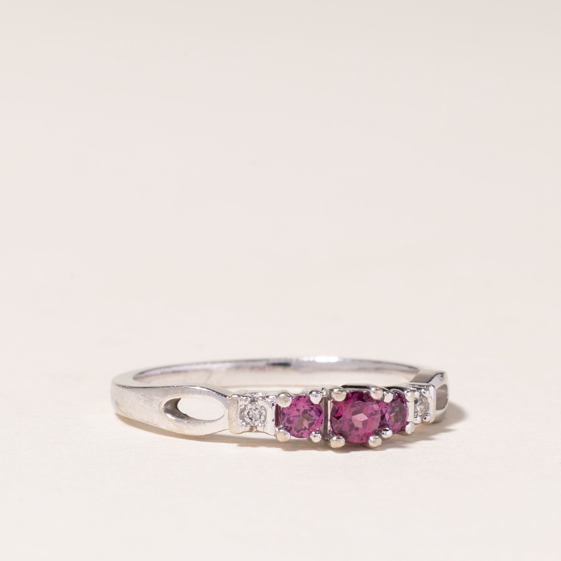10K White Gold Pink Tourmaline Ring | 0.10ctw, 0.02ctw | SZ 6 |