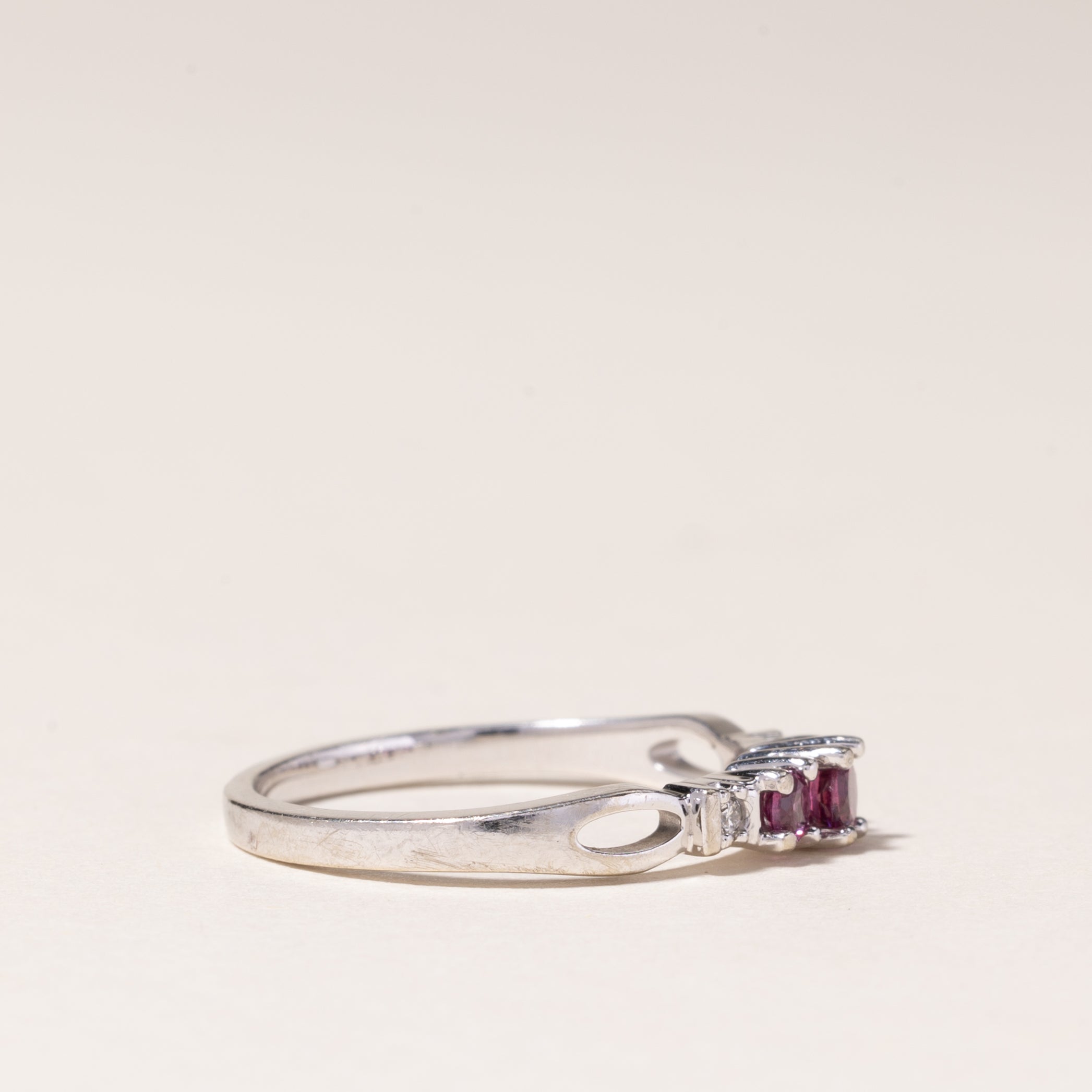 10K White Gold Pink Tourmaline Ring | 0.10ctw, 0.02ctw | SZ 6 |