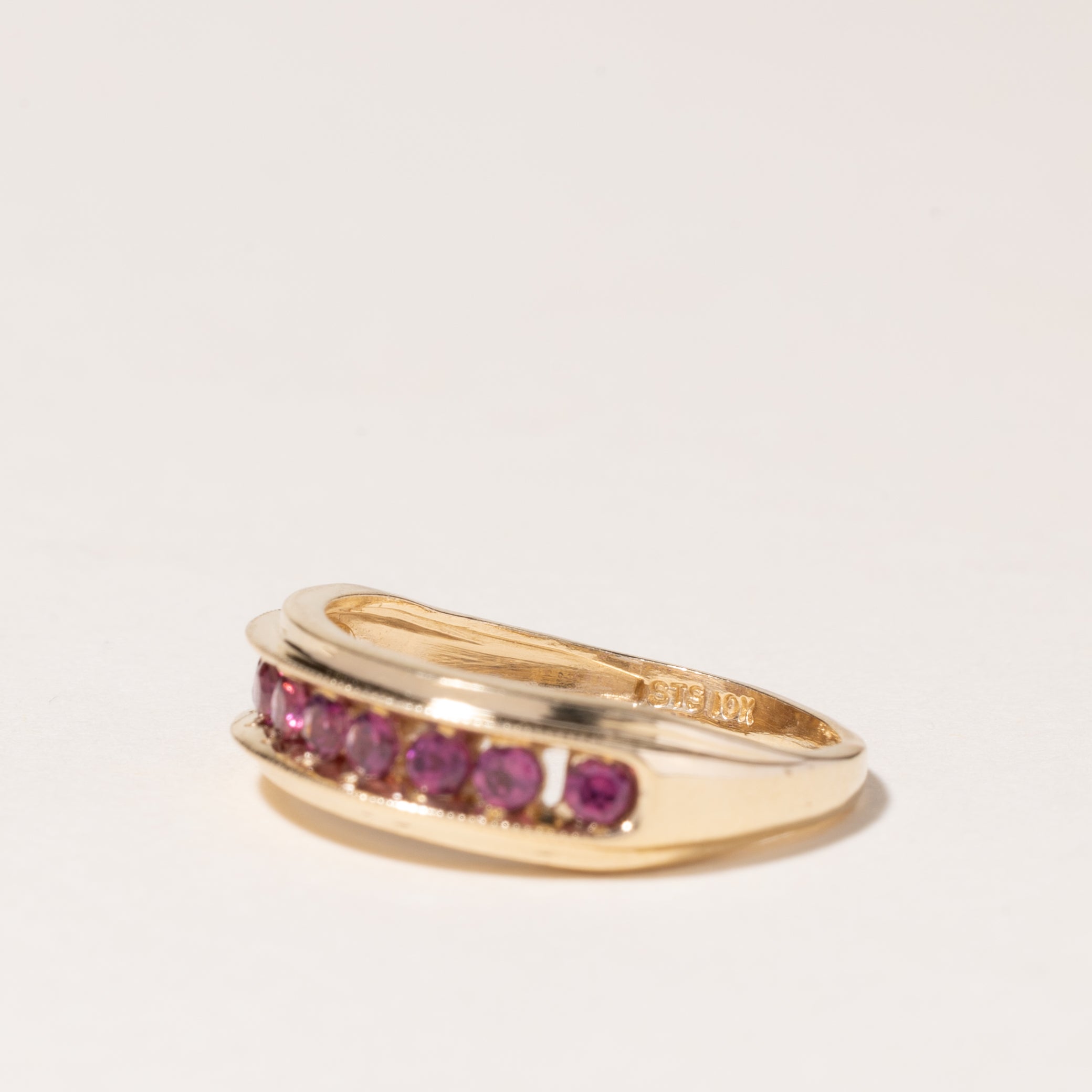 10K Yellow Gold Pink Tourmaline Band | 0.30ctw | SZ 6.5 |