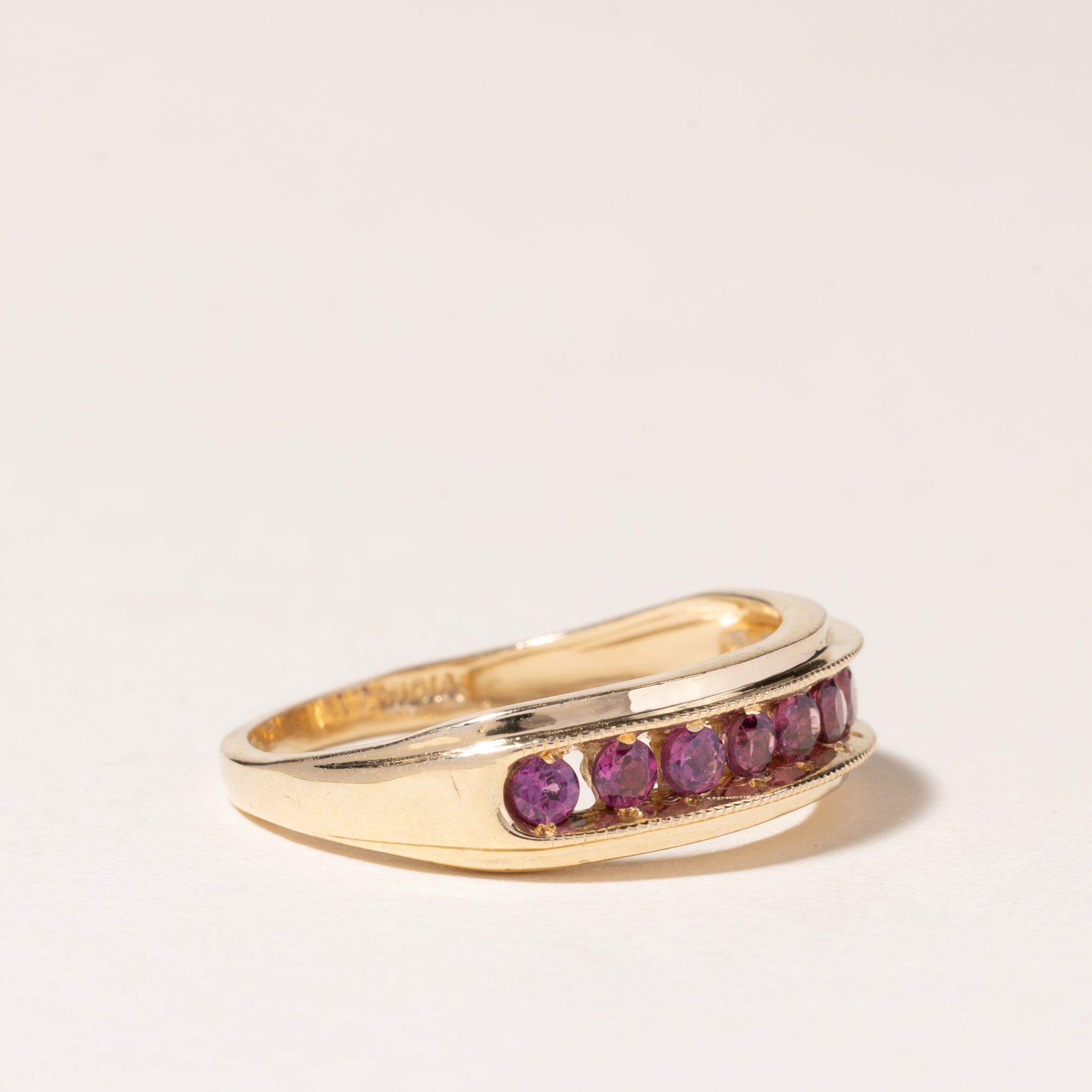 10K Yellow Gold Pink Tourmaline Band | 0.30ctw | SZ 6.5 |