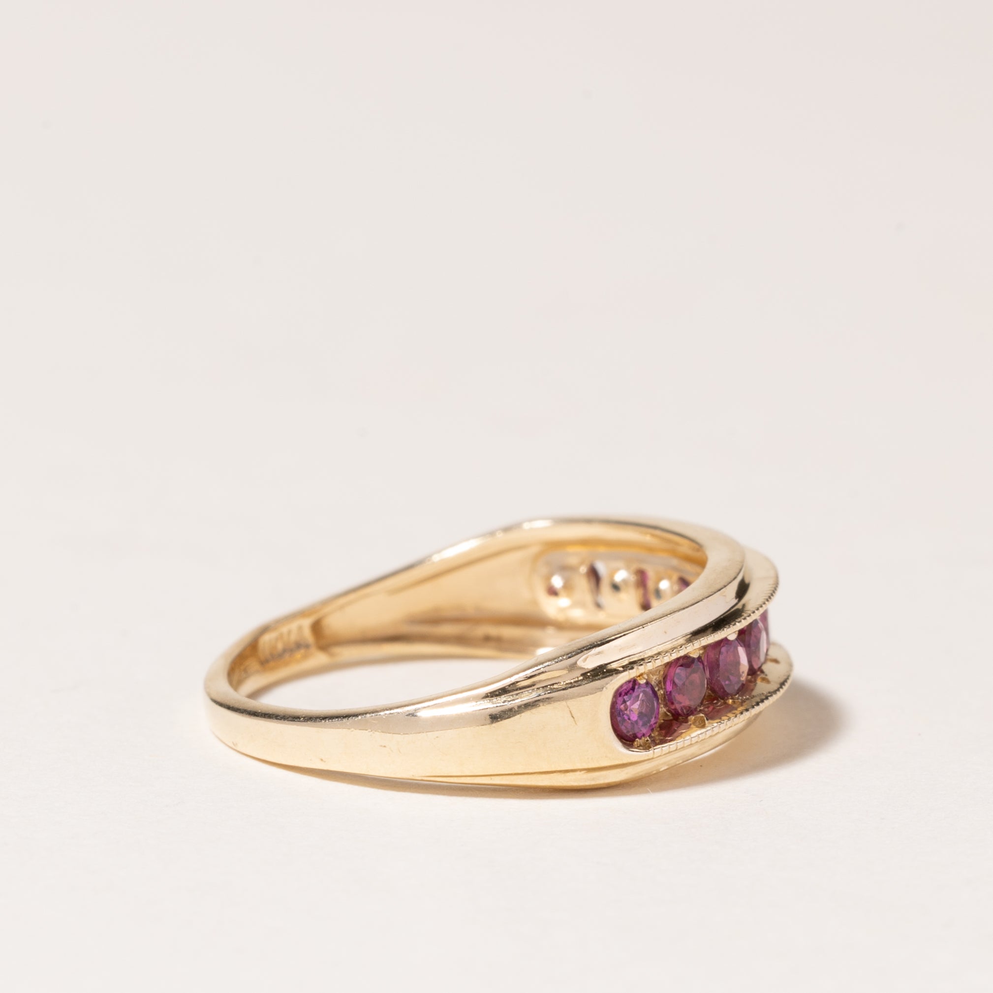 10K Yellow Gold Pink Tourmaline Band | 0.30ctw | SZ 6.5 |