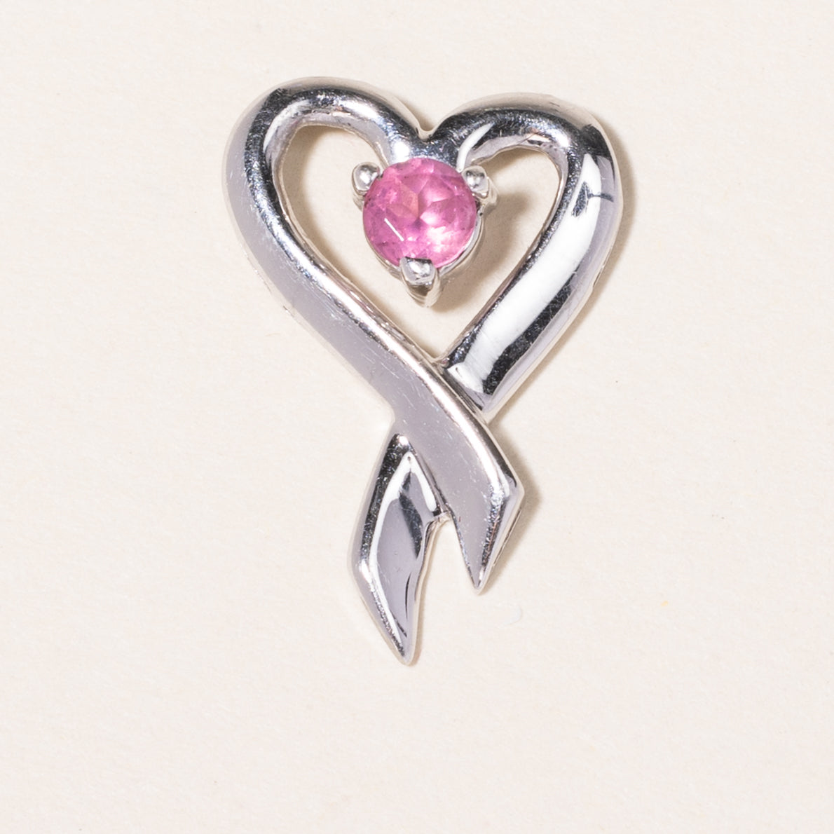 10K White Gold Pink Quartz Heart Pendant | 0.15ct |
