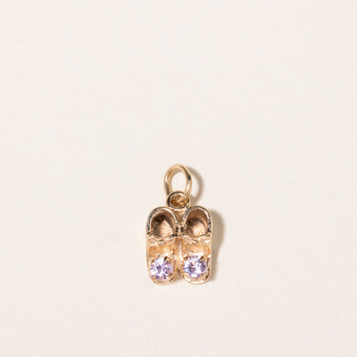 10K Yellow Gold Pink Sapphire Baby Shoes Charm | 0.20ctw |