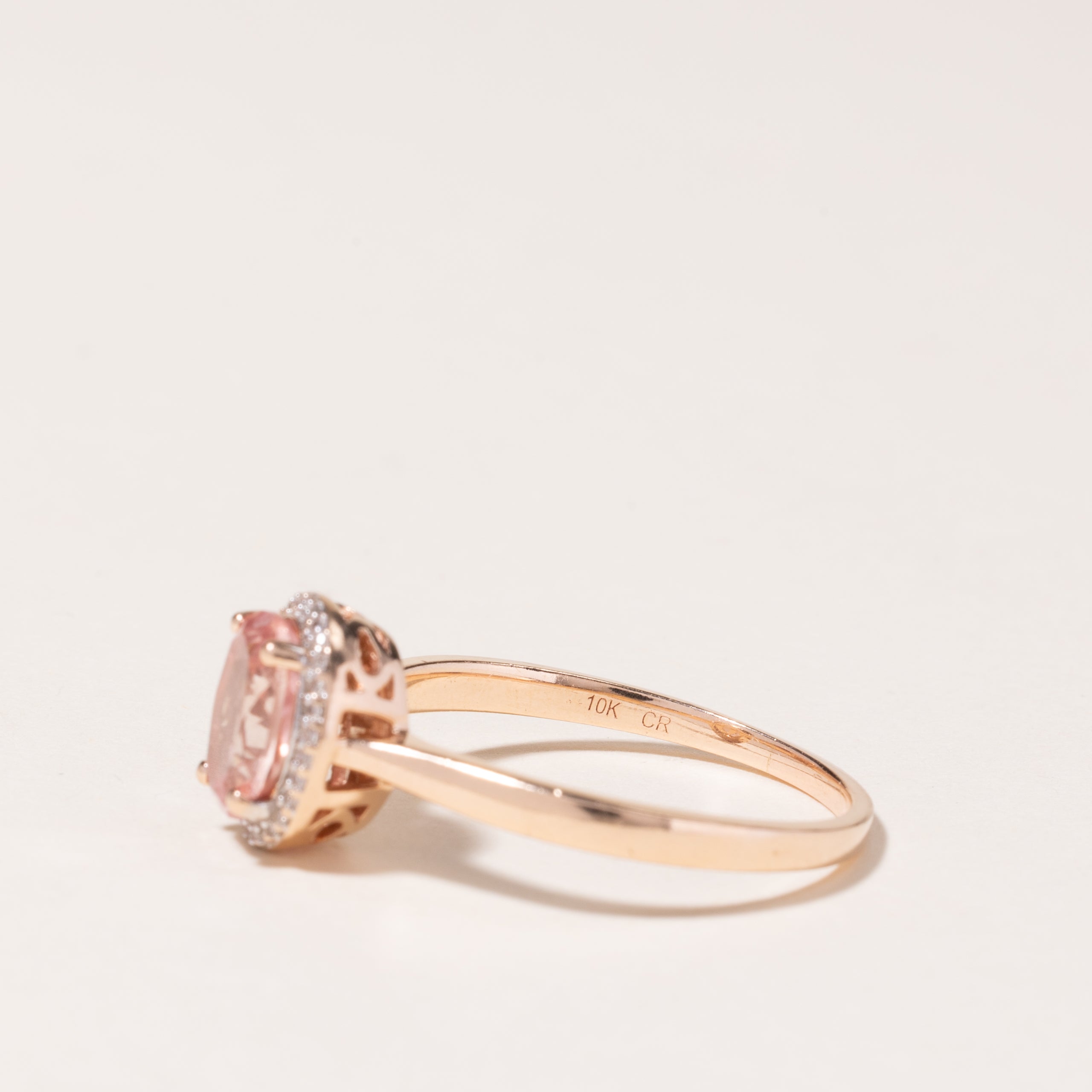 10K Rose Gold Synthetic Peach Sapphire Ring | 2.14ct, 0.10ctw | SZ 10.75 |
