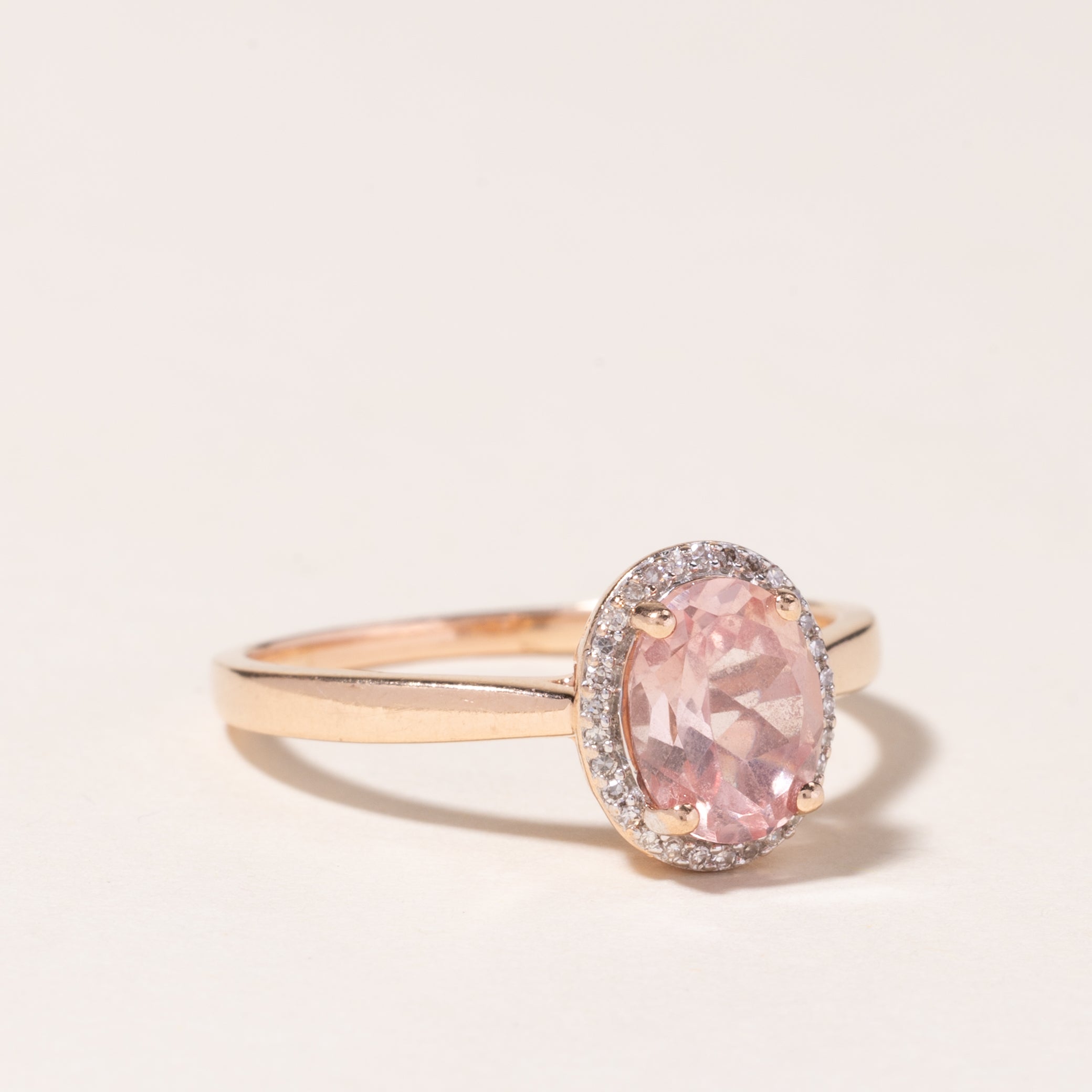 10K Rose Gold Synthetic Peach Sapphire Ring | 2.14ct, 0.10ctw | SZ 10.75 |
