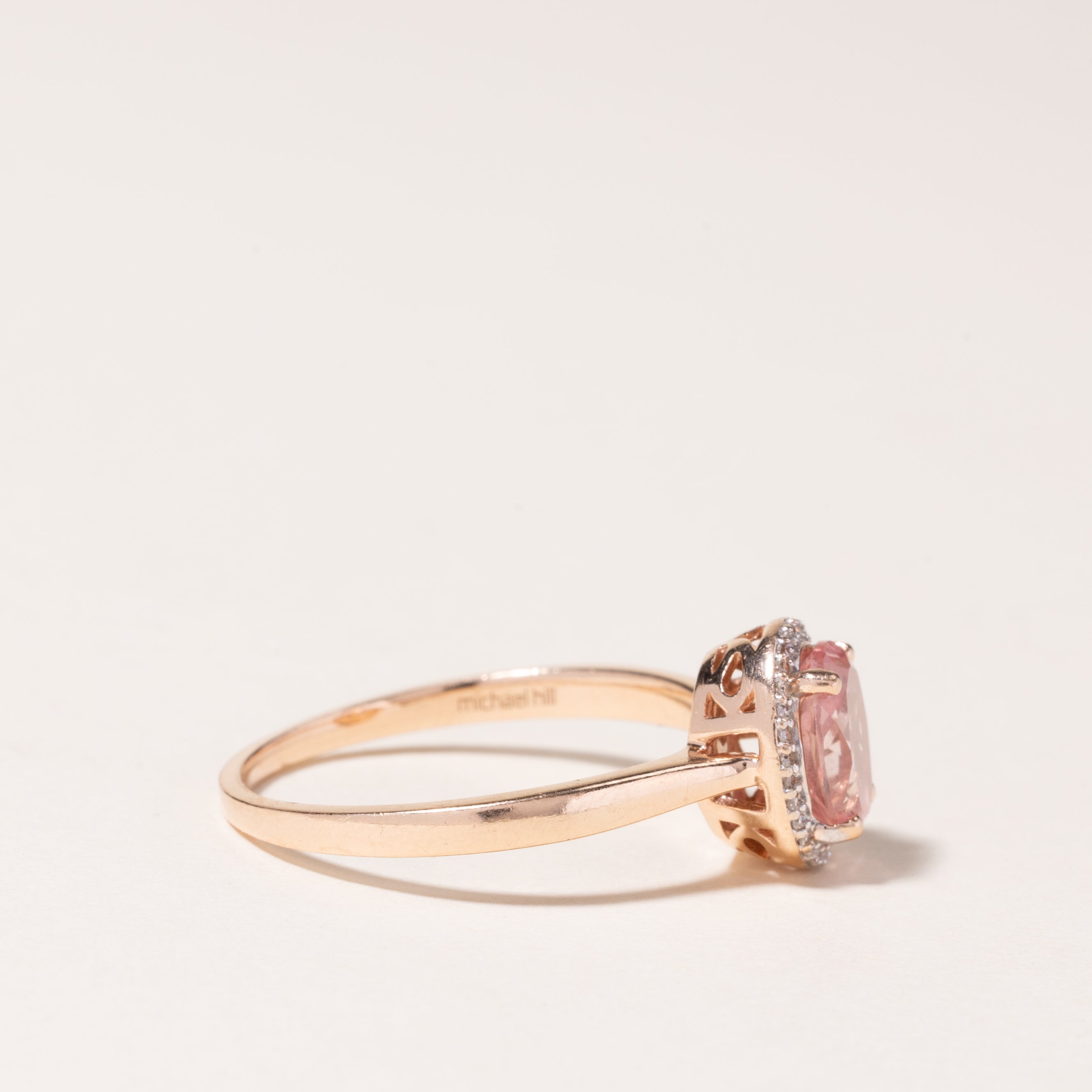 10K Rose Gold Synthetic Peach Sapphire Ring | 2.14ct, 0.10ctw | SZ 10.75 |