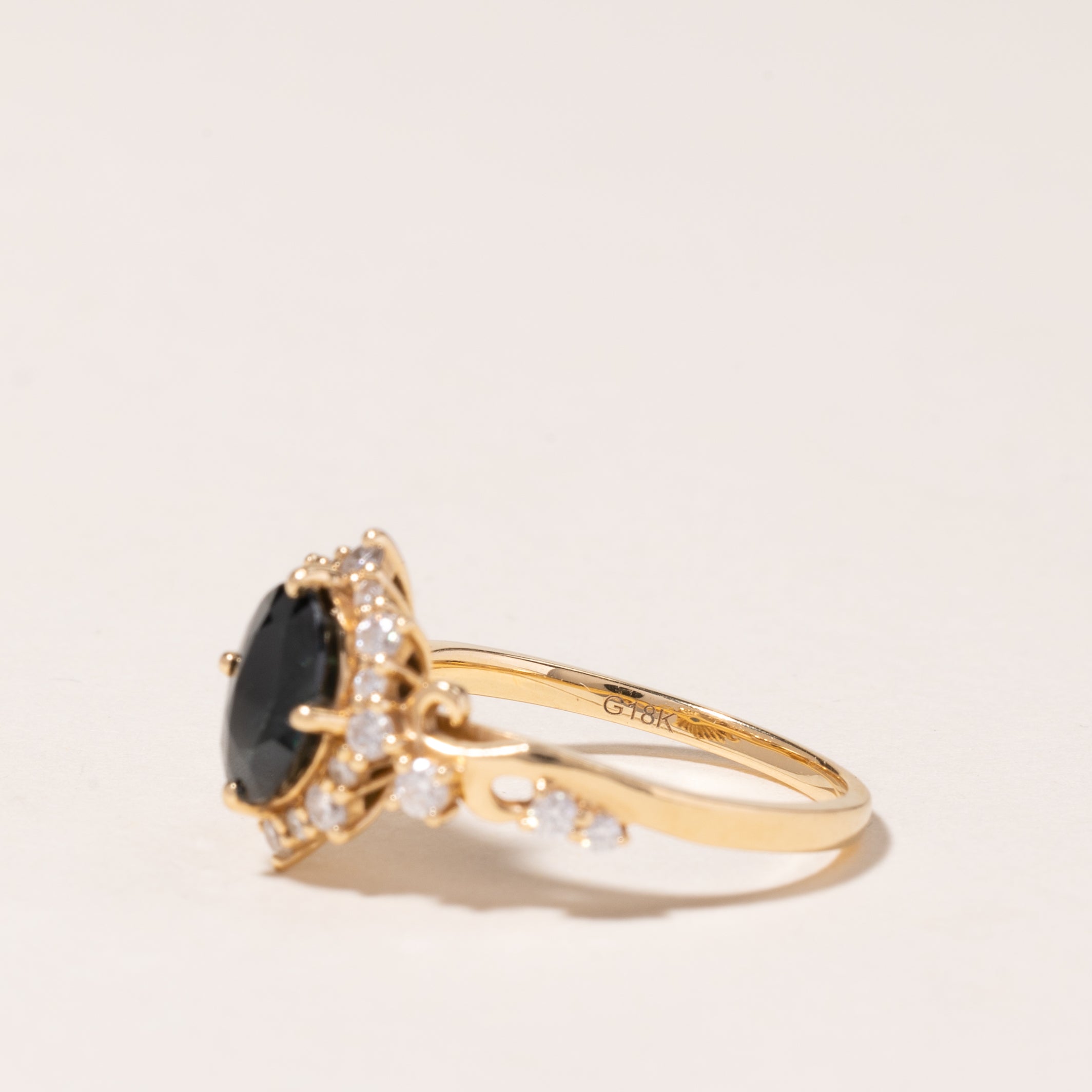 18K Yellow Gold London Blue Topaz & Moissanite Ring | 1.46ct, 0.26ctw | SZ 6.75 |