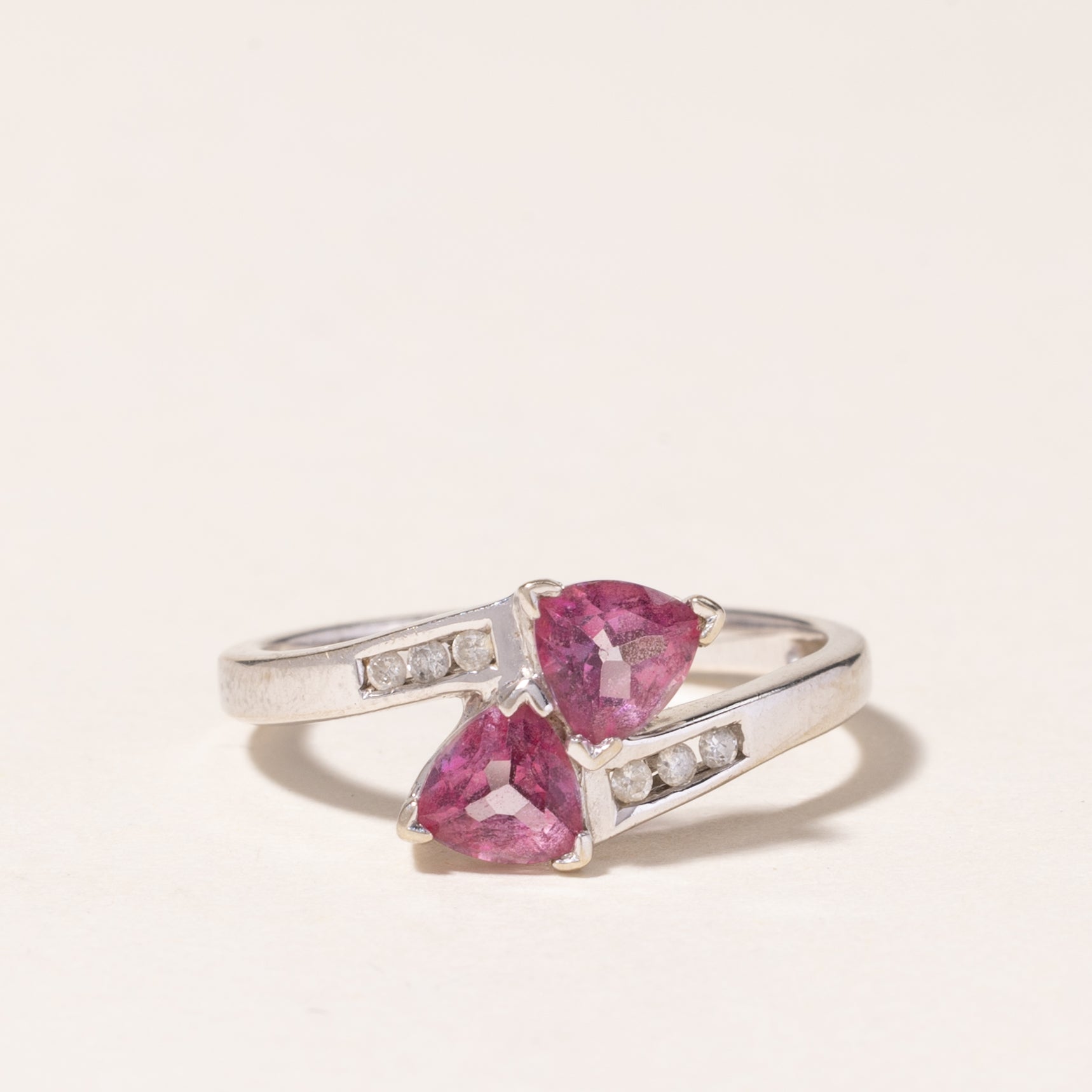 10K White Gold Pink Topaz & Diamond Ring | 1.24ctw, 0.03ctw | SZ6.75 |