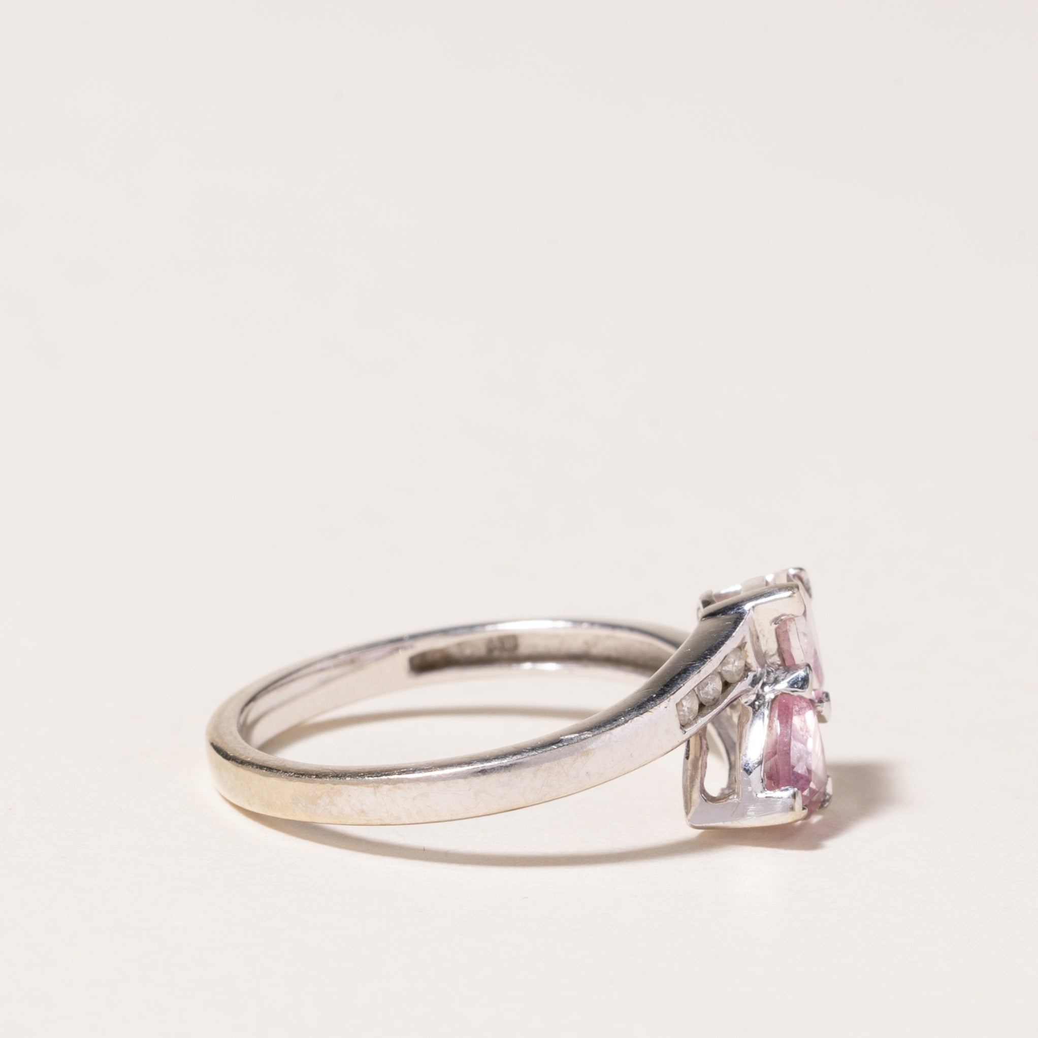 10K White Gold Pink Topaz & Diamond Ring | 1.24ctw, 0.03ctw | SZ6.75 |