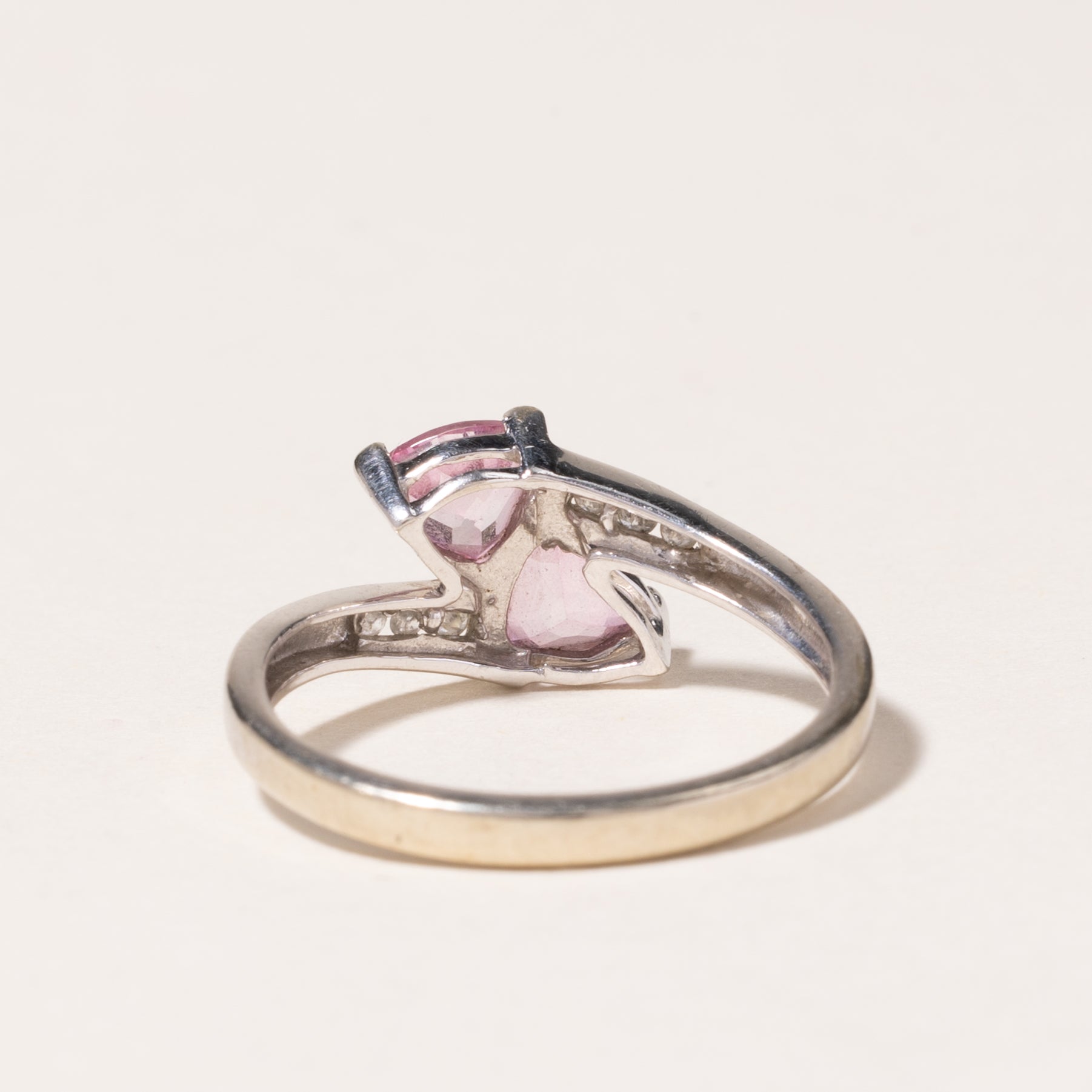 10K White Gold Pink Topaz & Diamond Ring | 1.24ctw, 0.03ctw | SZ6.75 |
