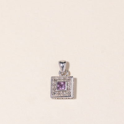 14K White Gold Pink Topaz & Diamond Pendant | 0.20ct, 0.06ctw |