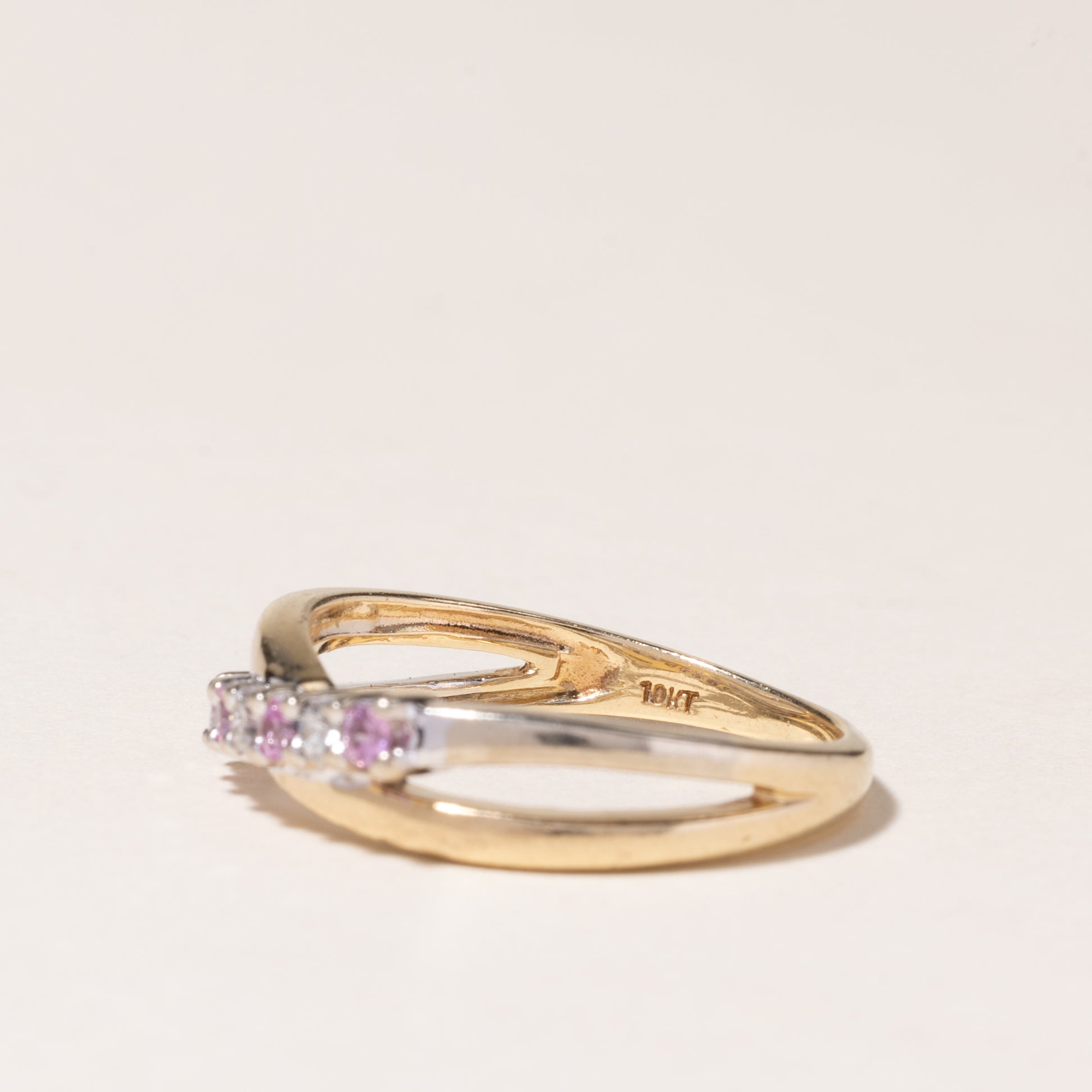 10K Yellow Gold Pink Topaz & Diamond Ring | 0.11ctw, 0.06ctw | SZ 5.75 |